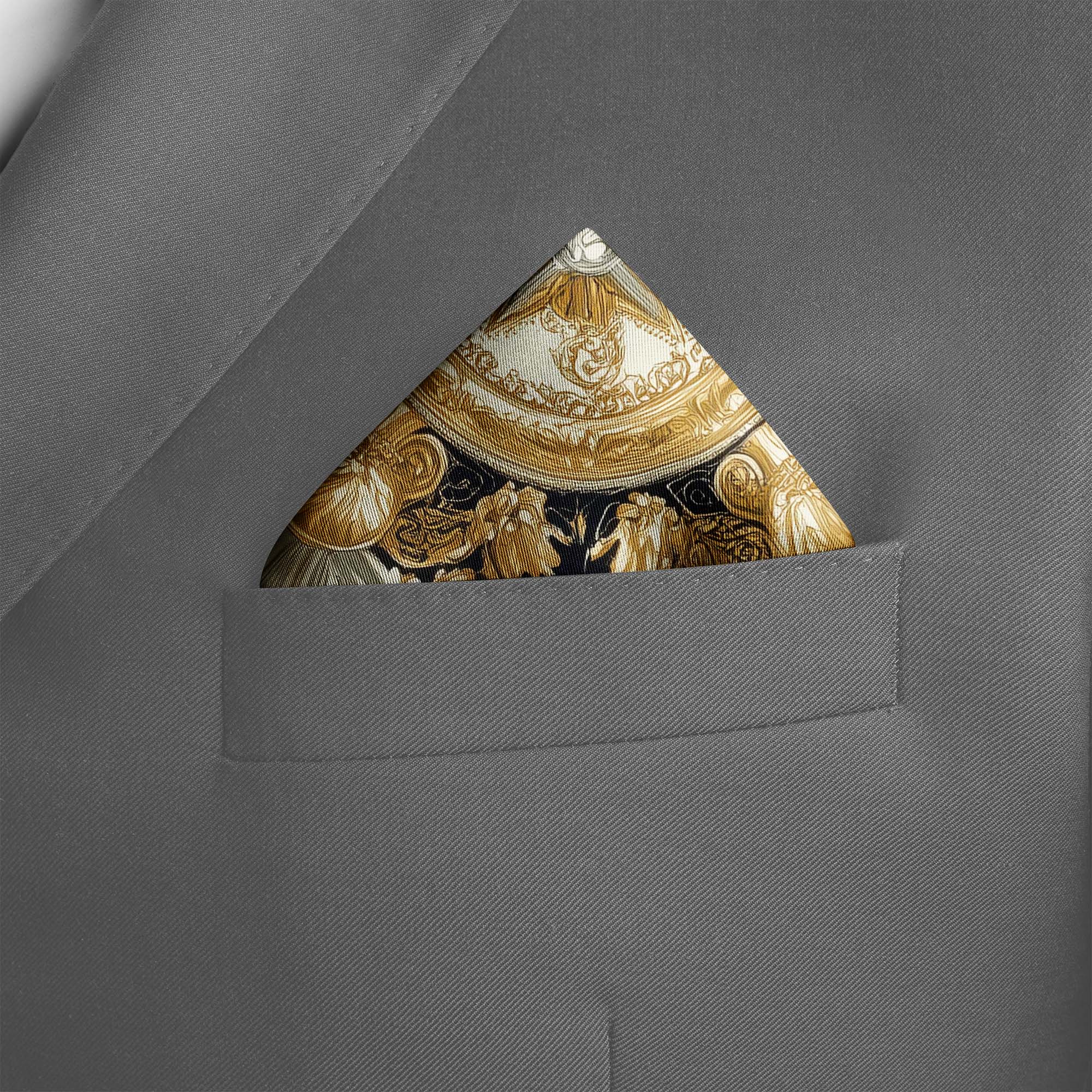 MEDIEVAL FLORAL SILK POCKET SQUARE MEDIEVAL FLORAL SILK POCKET SQUARE