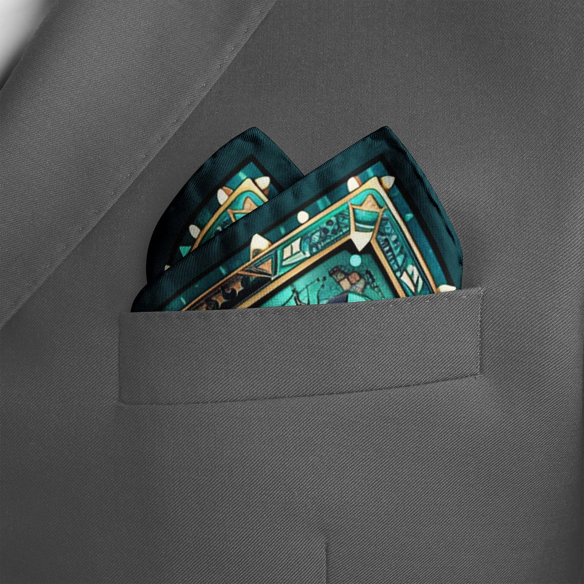 NEON MANDALA SILK POCKET SQUARE NEON MANDALA SILK POCKET SQUARE