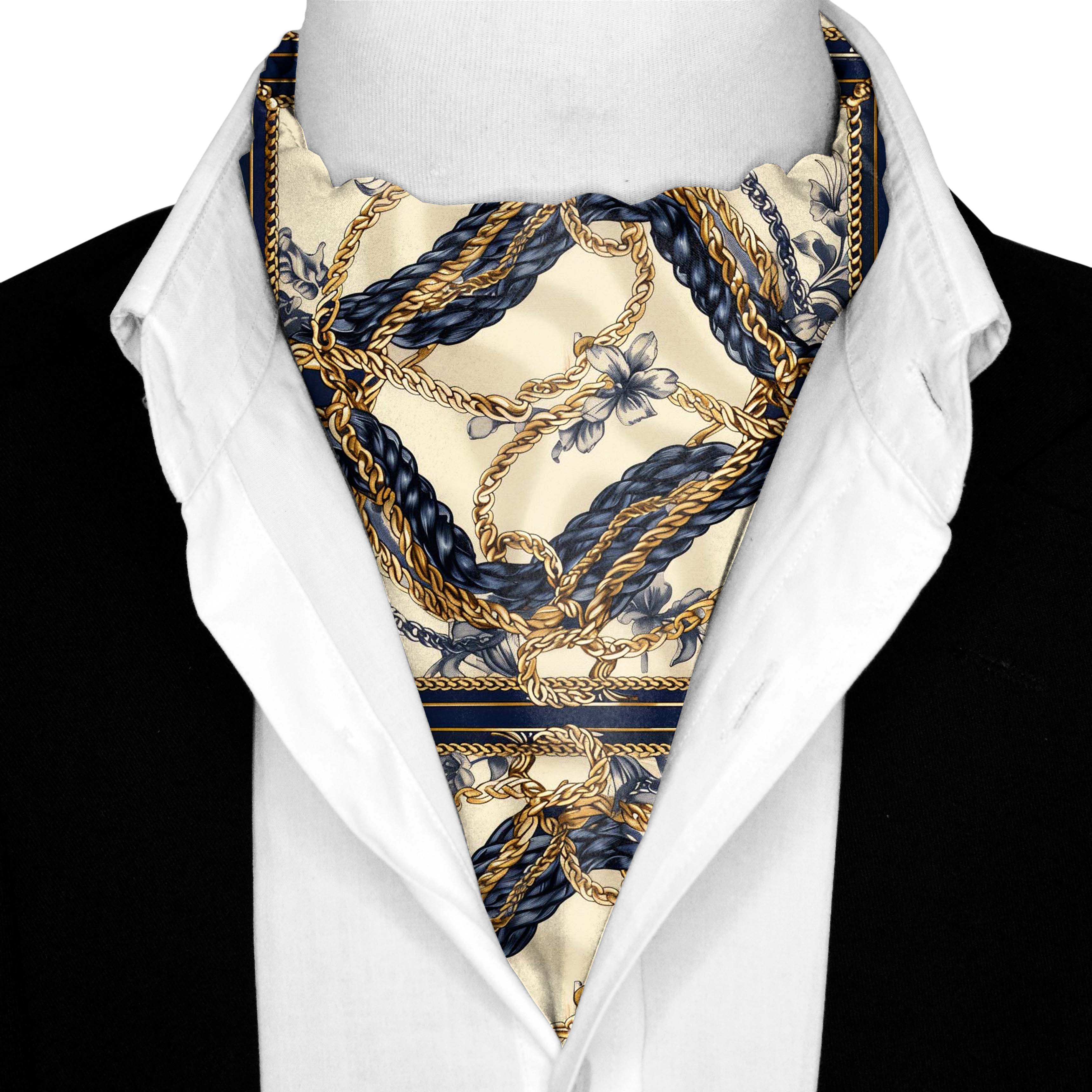 NEW BELT CHAIN SILK ASCOT AND POCKET SQUARE SET – PREMIUM COLLECTION NEW BELT CHAIN SILK ASCOT AND POCKET SQUARE SET – PREMIUM COLLECTION