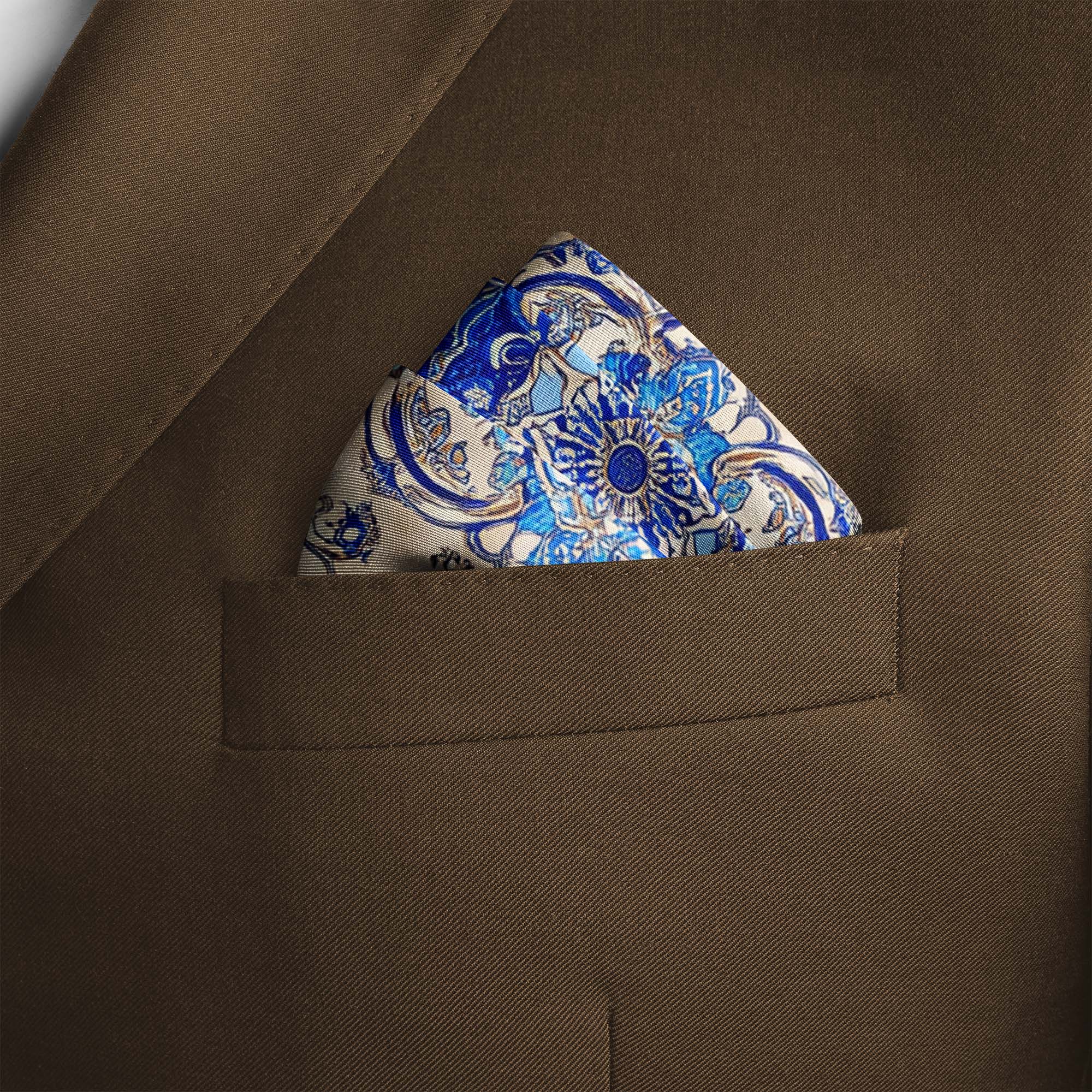 AZURE ELEGANCE SILK POCKET SQUARE AZURE ELEGANCE SILK POCKET SQUARE