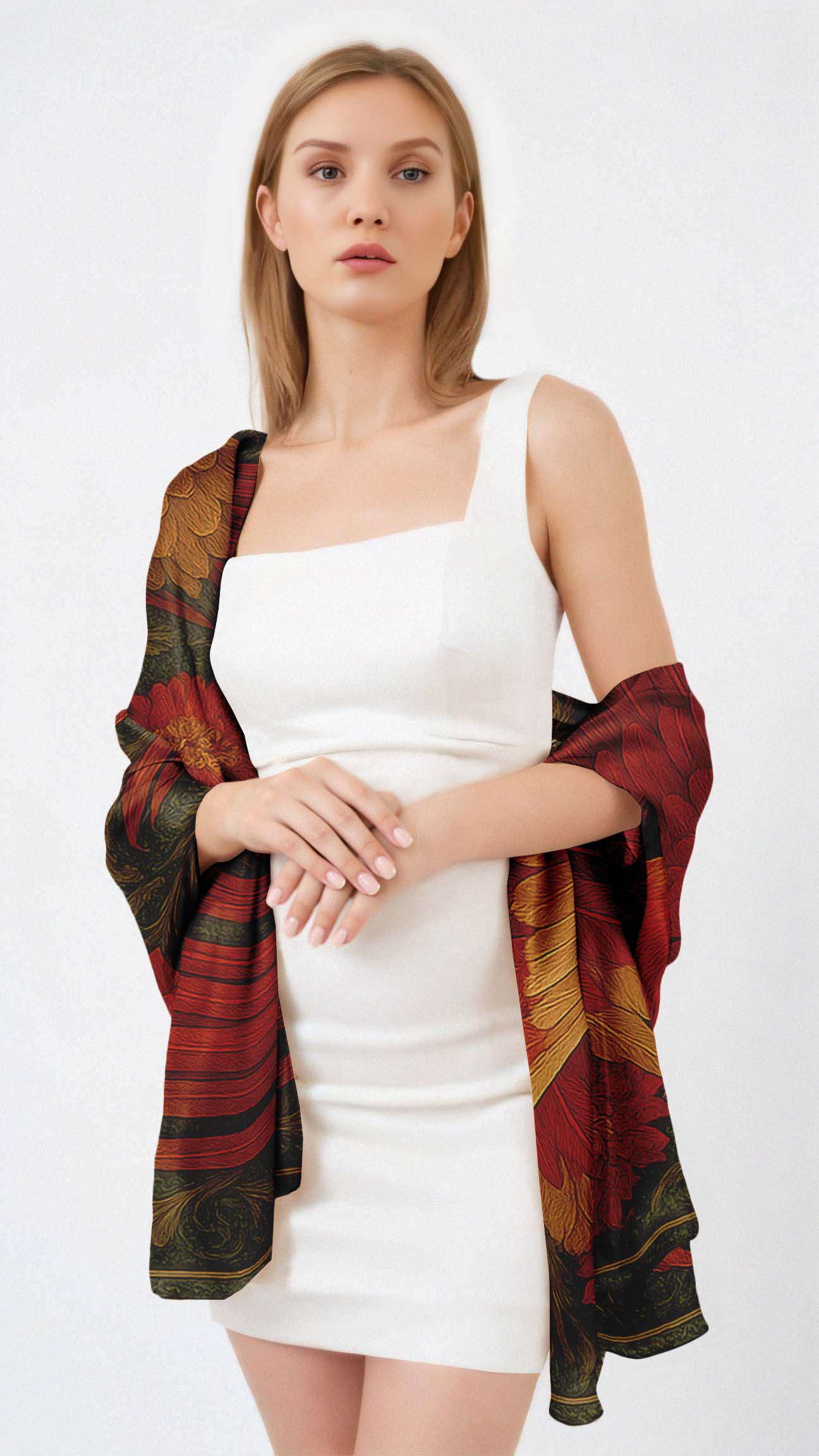 PHOENIX SILK LONG LADIES SCARF PHOENIX SILK LONG LADIES SCARF