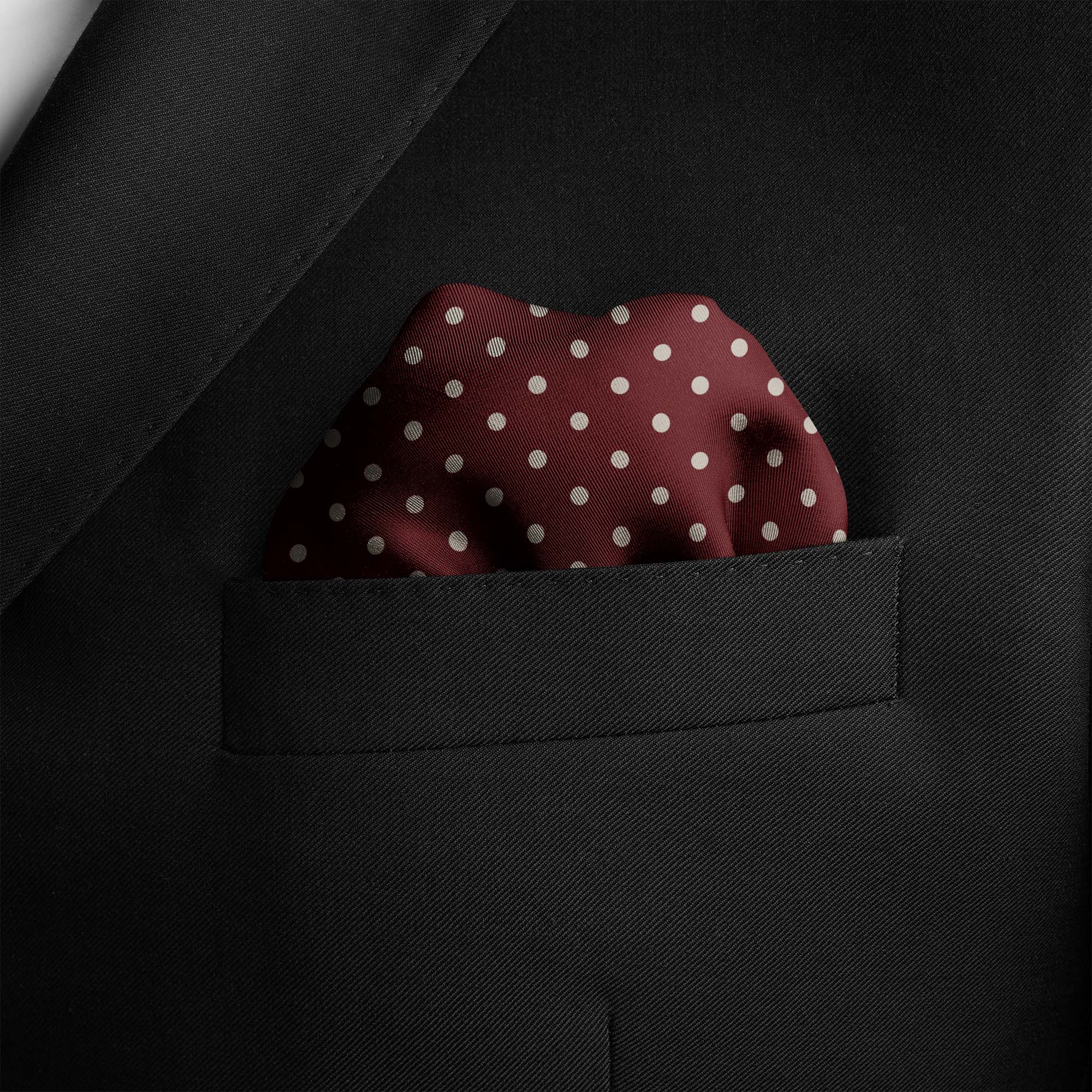 BURGUNDY SPOT SILK POCKET SQUARE BURGUNDY SPOT SILK POCKET SQUARE