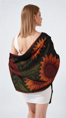 VIBRANT SUNFLOWER SILK LONG LADIES SCARF