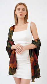 VIBRANT SUNFLOWER SILK LONG LADIES SCARF