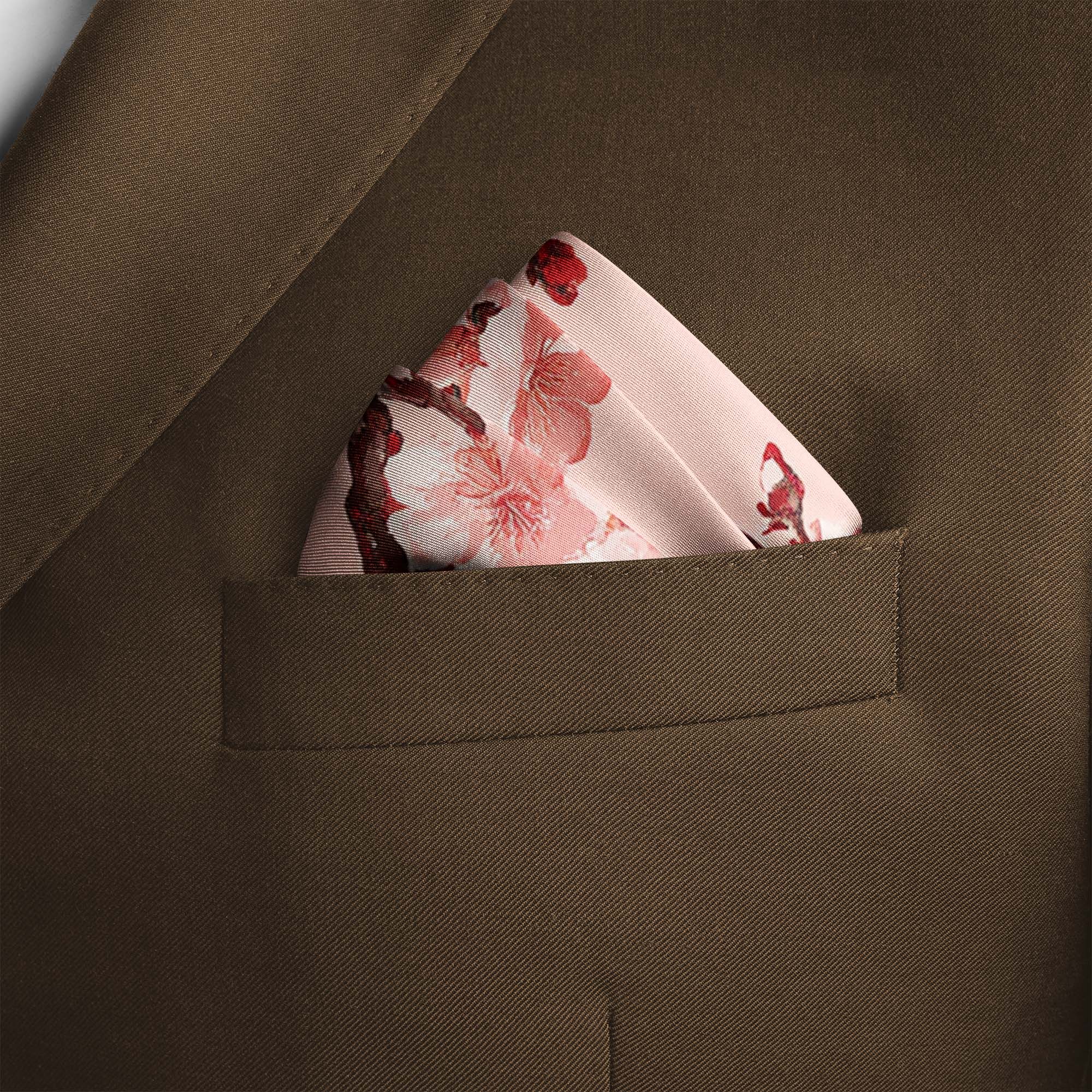 PINK CHERRY BLOSSOM SILK POCKET SQUARE PINK CHERRY BLOSSOM SILK POCKET SQUARE