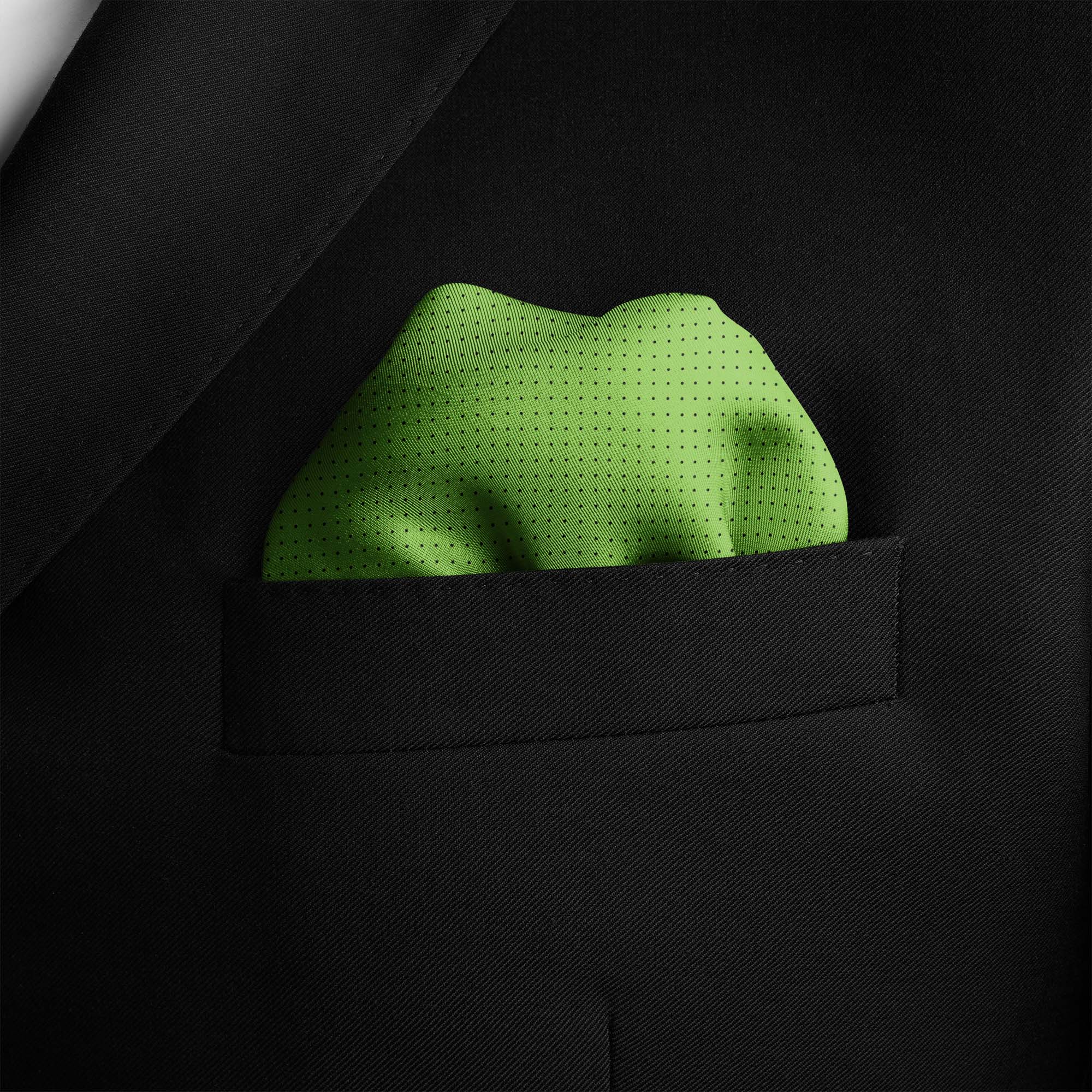KELLY GREEN DOT SILK POCKET SQUARE KELLY GREEN DOT SILK POCKET SQUARE