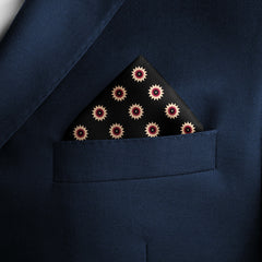 BLACK REVISABLE SILK POCKET SQUARE