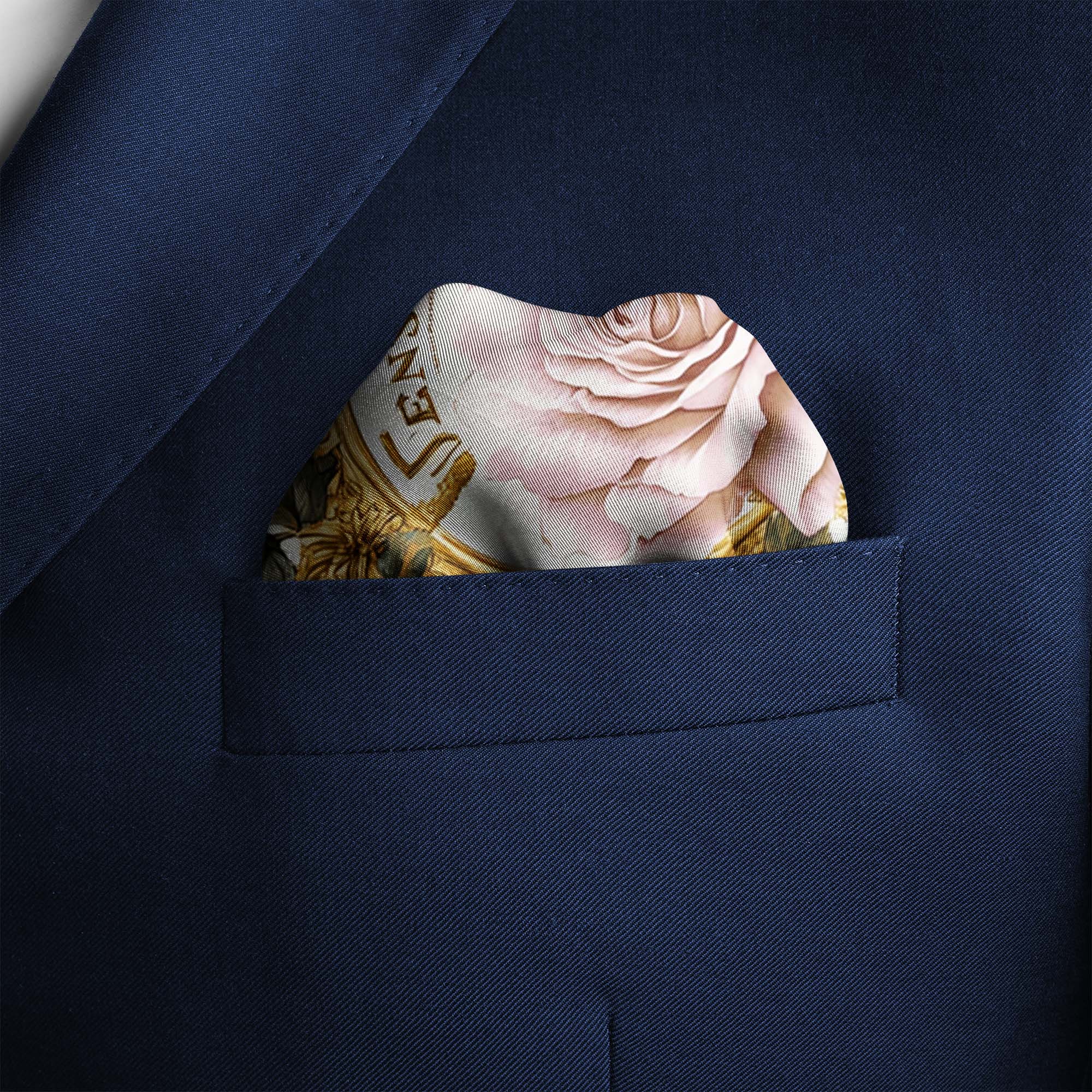 ROCOCO ROSES SILK POCKET SQUARE ROCOCO ROSES SILK POCKET SQUARE