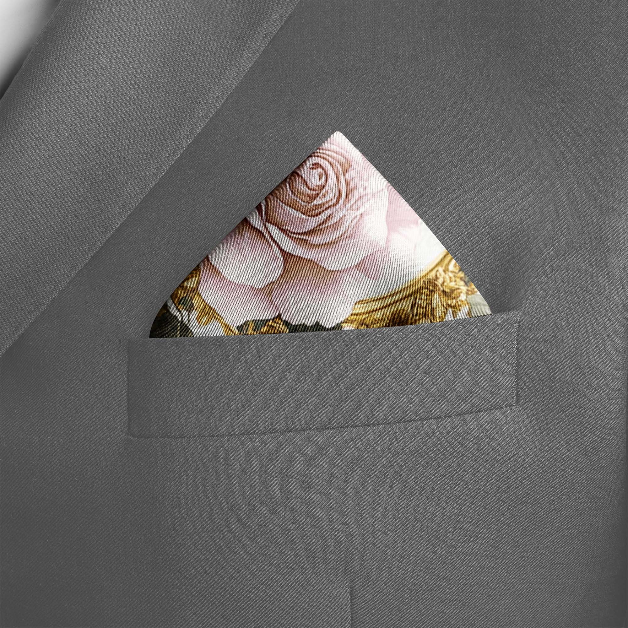 ROCOCO ROSES SILK POCKET SQUARE ROCOCO ROSES SILK POCKET SQUARE