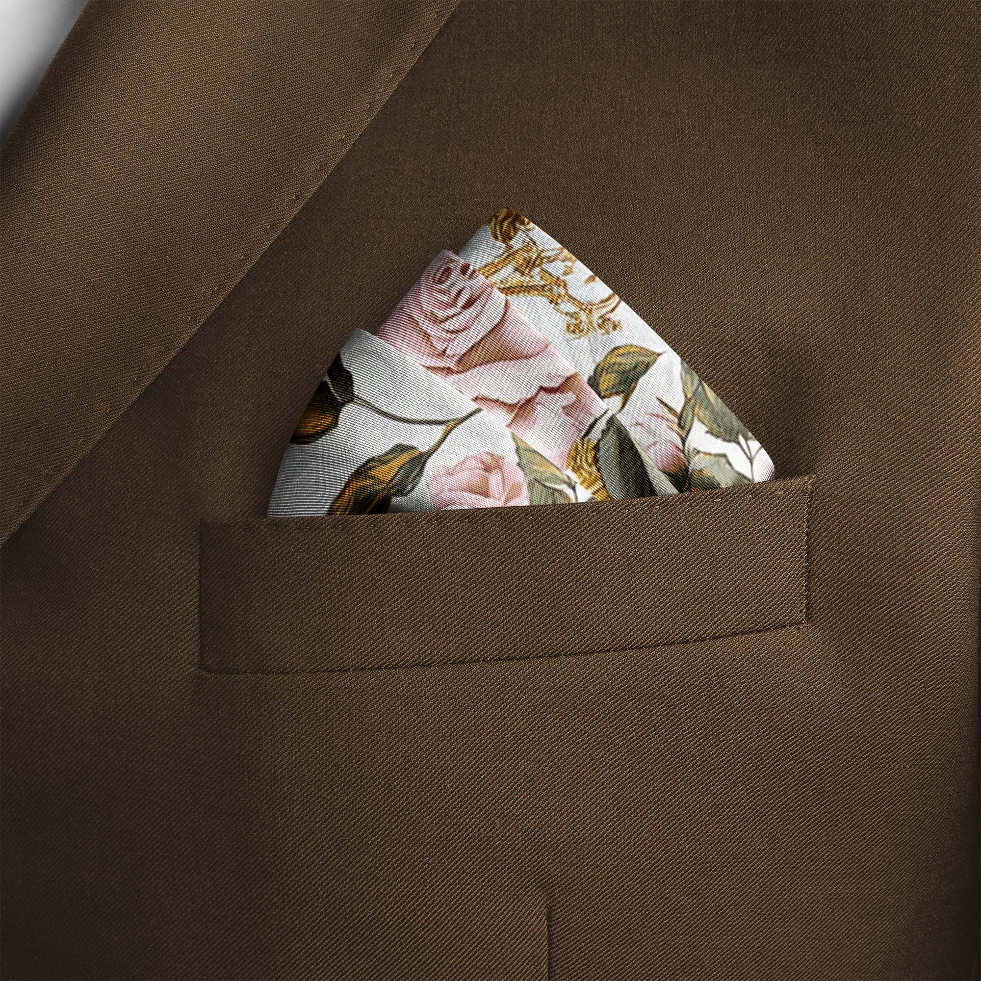 ROCOCO ROSES SILK POCKET SQUARE ROCOCO ROSES SILK POCKET SQUARE