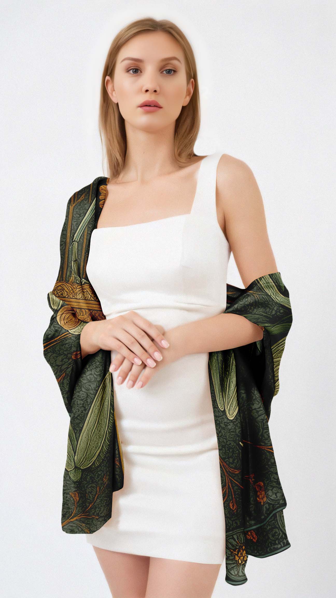 THE MANTIS SERENADE SILK LONG LADIES SCARF THE MANTIS SERENADE SILK LONG LADIES SCARF