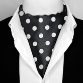 BLACK MEDIUM POLKA DOTS SILK ASCOT – PREMIUM COLLECTION