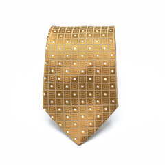 GOLDEN GRID TIE AND POCKET SQUARE SET