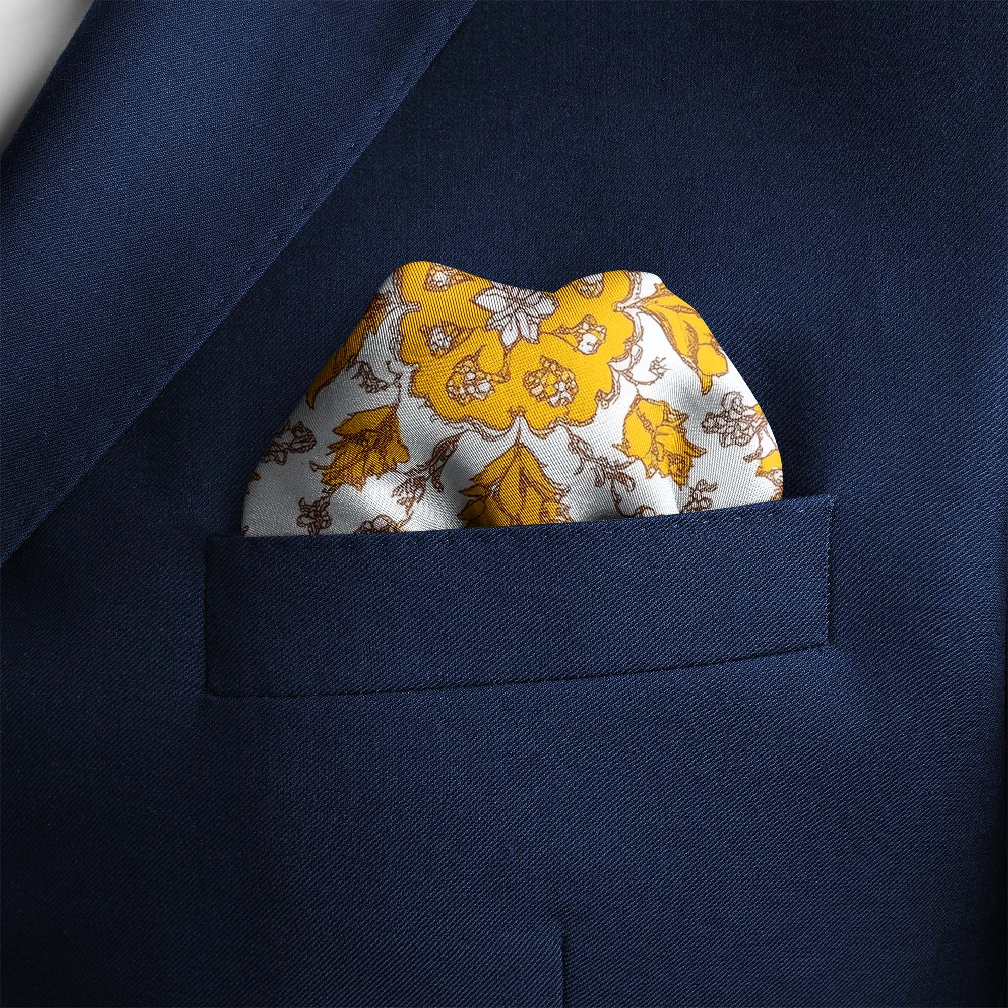 ARABESQUE VINTAGE FLORAL SILK POCKET SQUARE ARABESQUE VINTAGE FLORAL SILK POCKET SQUARE