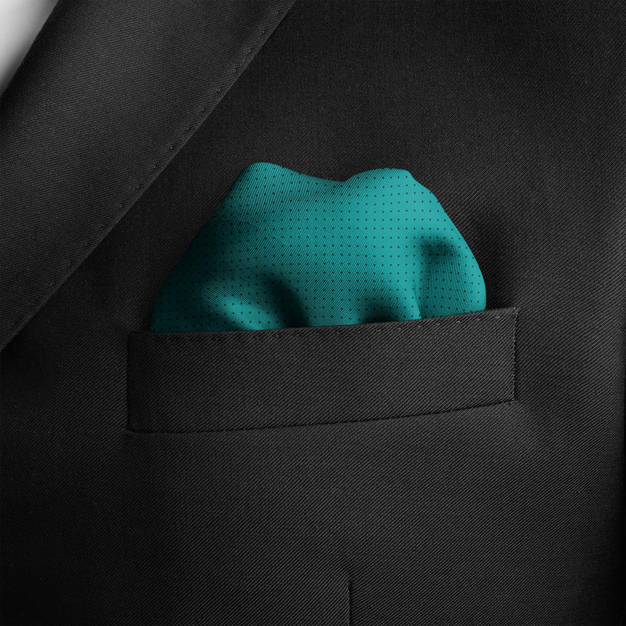 PETROL GREEN DOT SILK POCKET SQUARE PETROL GREEN DOT SILK POCKET SQUARE