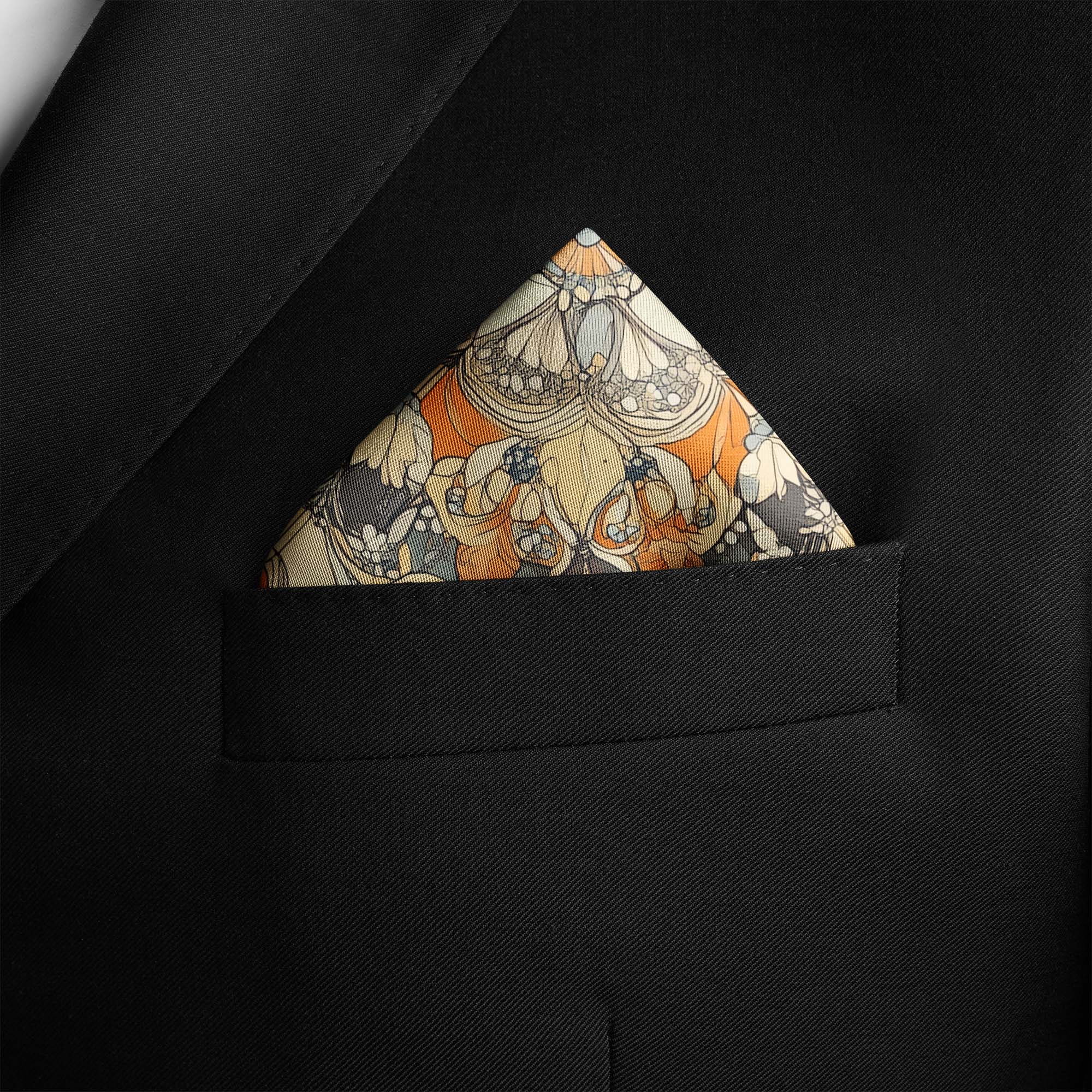 ANTIQUE ANCIENT SILK POCKET SQUARE ANTIQUE ANCIENT SILK POCKET SQUARE