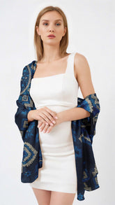 AZULEJO SILK LONG LADIES SCARF