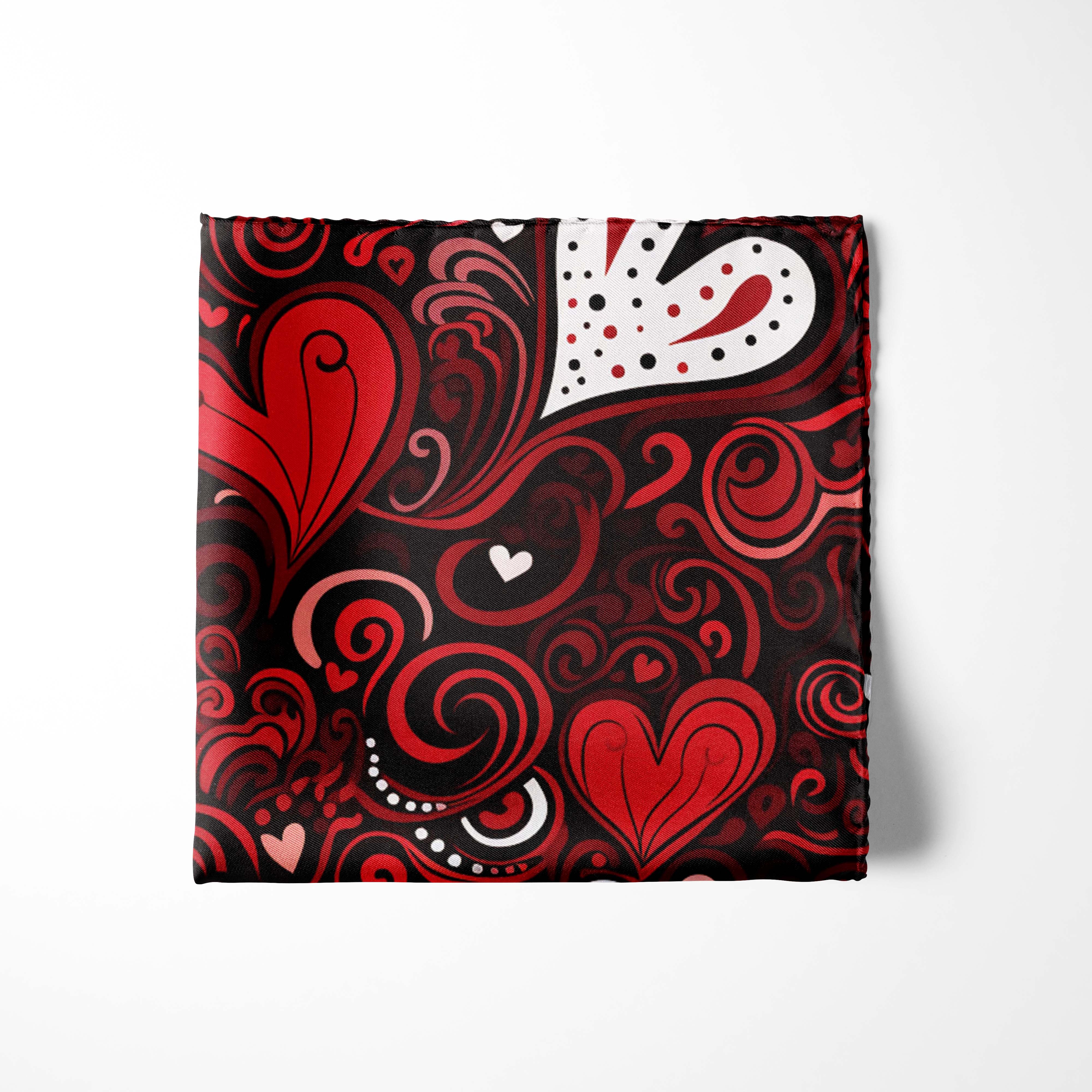 KISSES HUGS SILK POCKET SQUARE - VALENTINE DAY COLLECTION KISSES HUGS SILK POCKET SQUARE - VALENTINE DAY COLLECTION