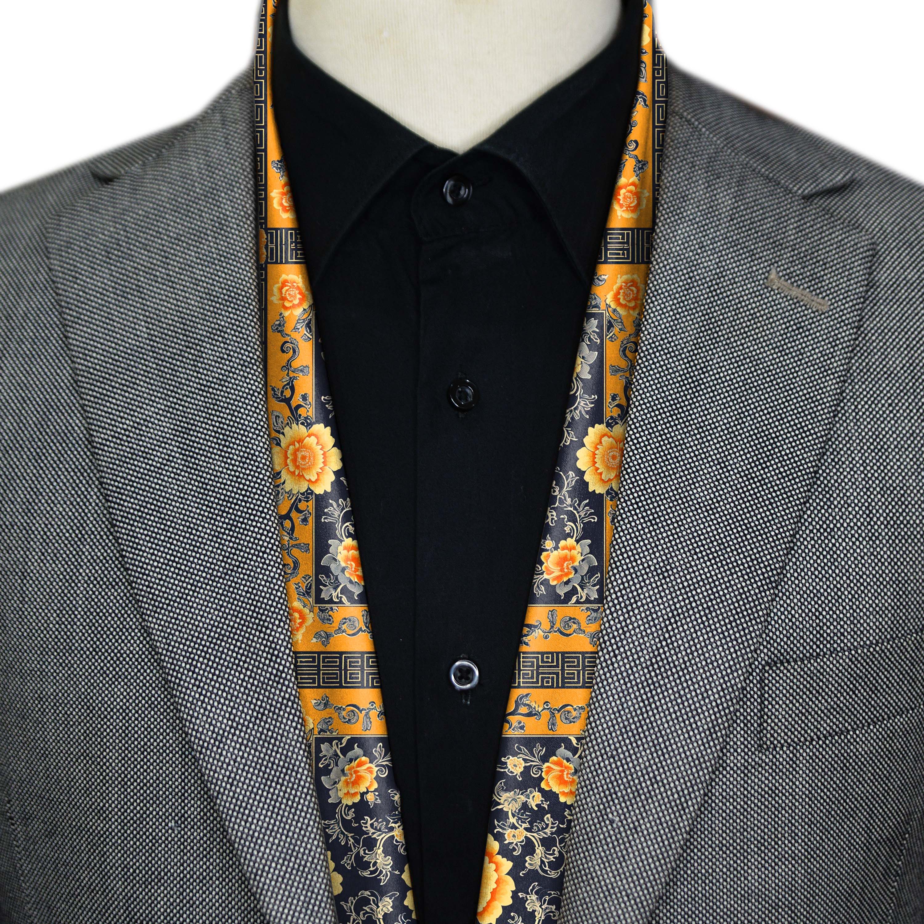 FLOWERS FOLIAGE MEN SCARF - PREMIUM COLLECTION FLOWERS FOLIAGE MEN SCARF - PREMIUM COLLECTION