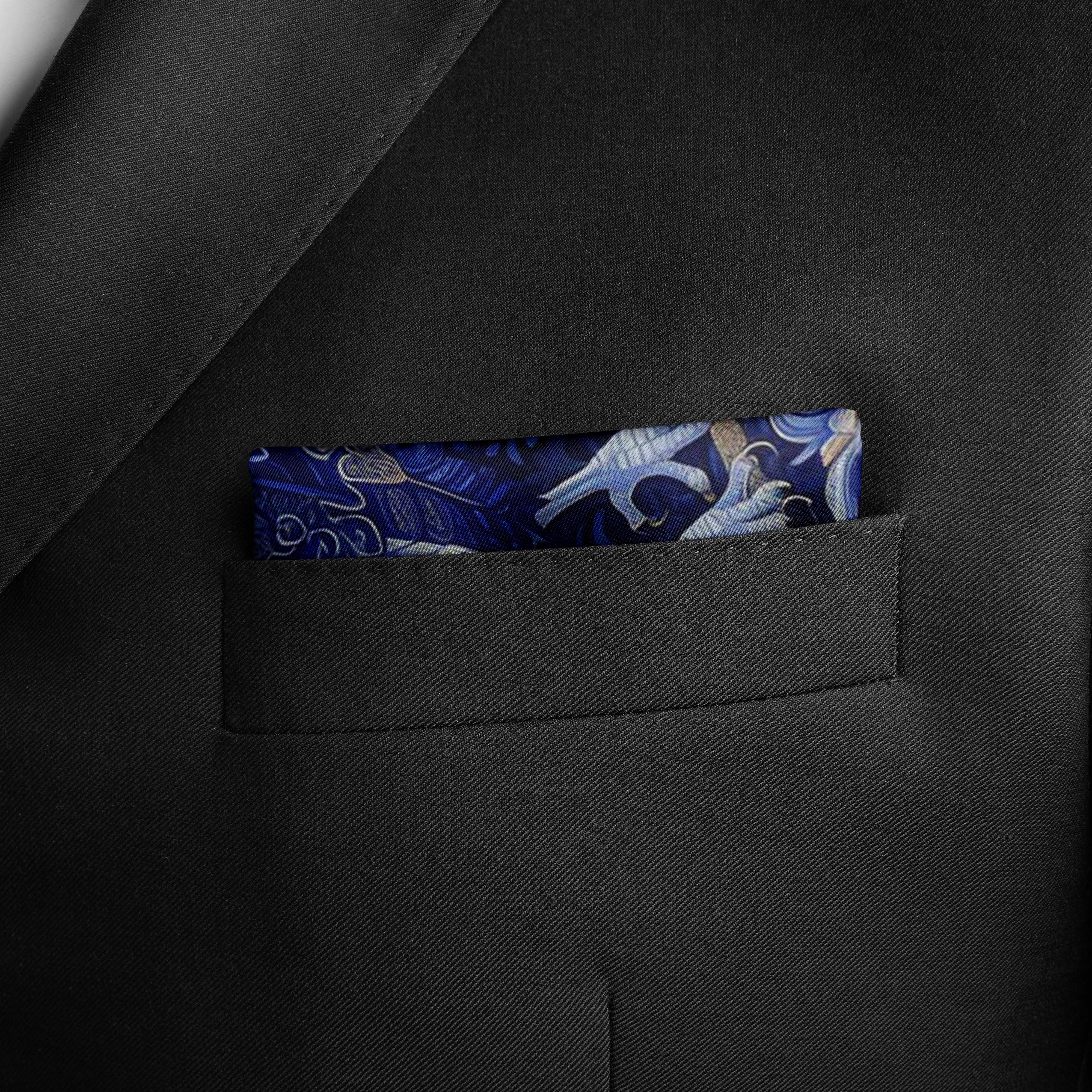 BLUE EYE EAGLE SILK POCKET SQUARE BLUE EYE EAGLE SILK POCKET SQUARE