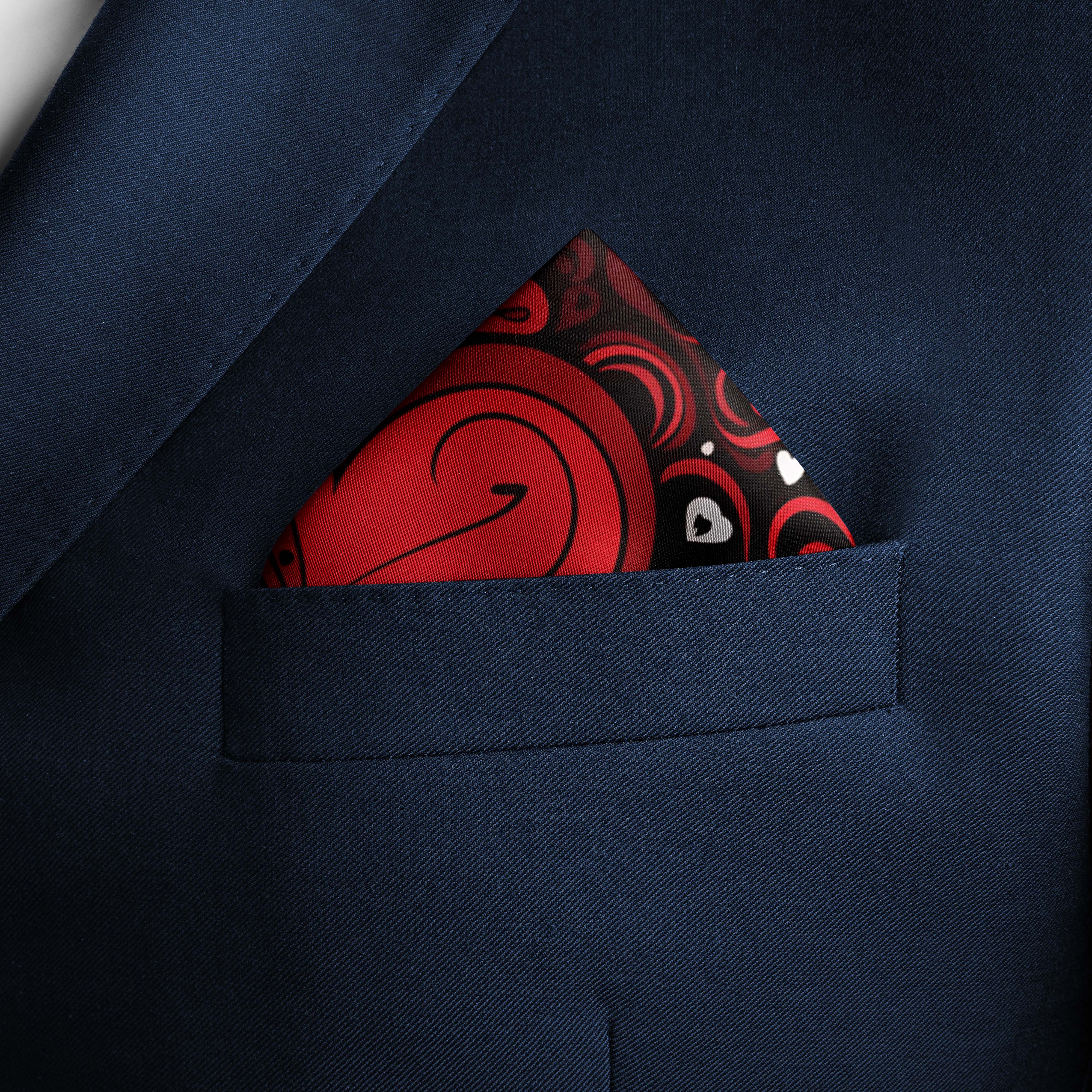 KISSES HUGS SILK POCKET SQUARE - VALENTINE DAY COLLECTION KISSES HUGS SILK POCKET SQUARE - VALENTINE DAY COLLECTION