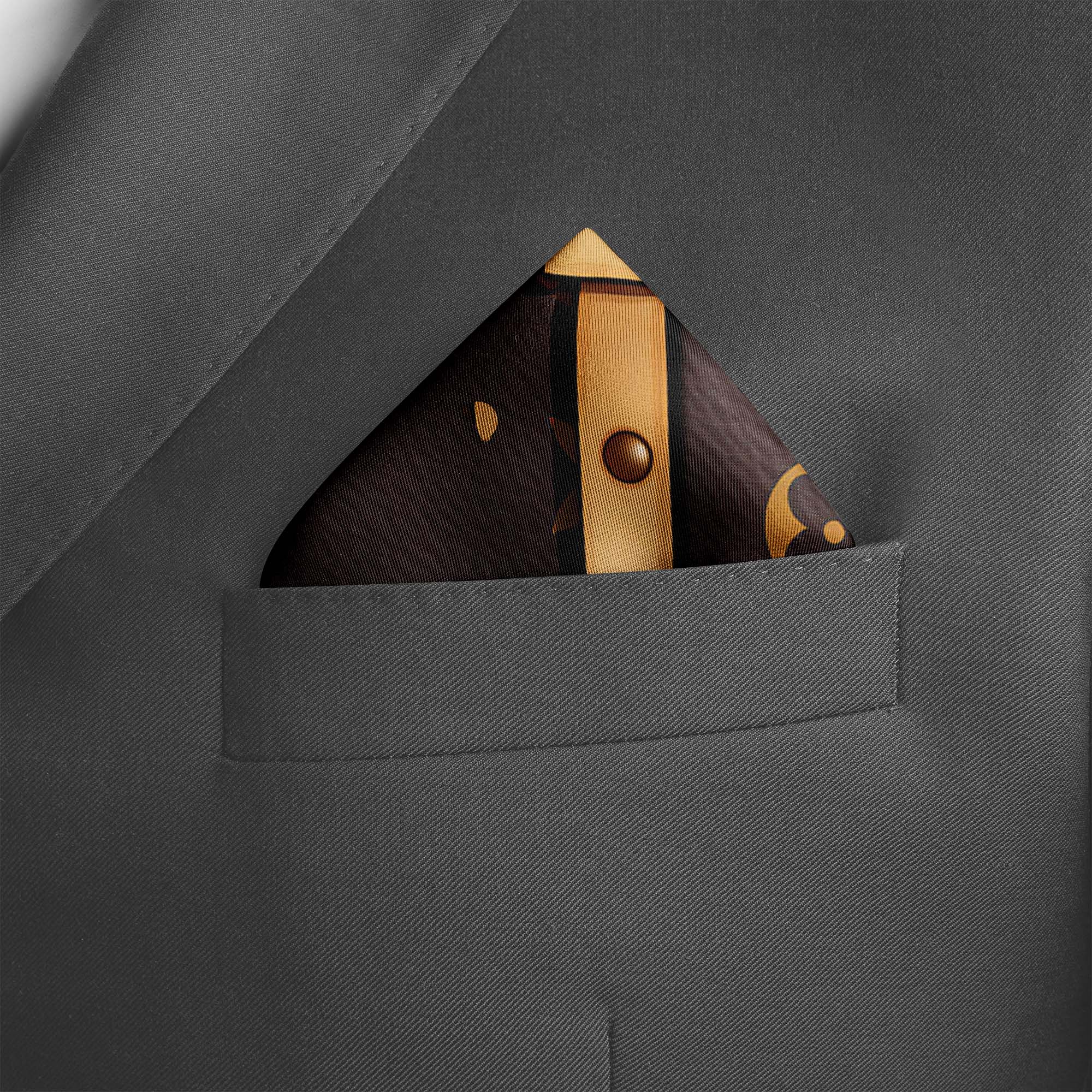 BROWN X GEOMATRIC SILK POCKET SQUARE BROWN X GEOMATRIC SILK POCKET SQUARE