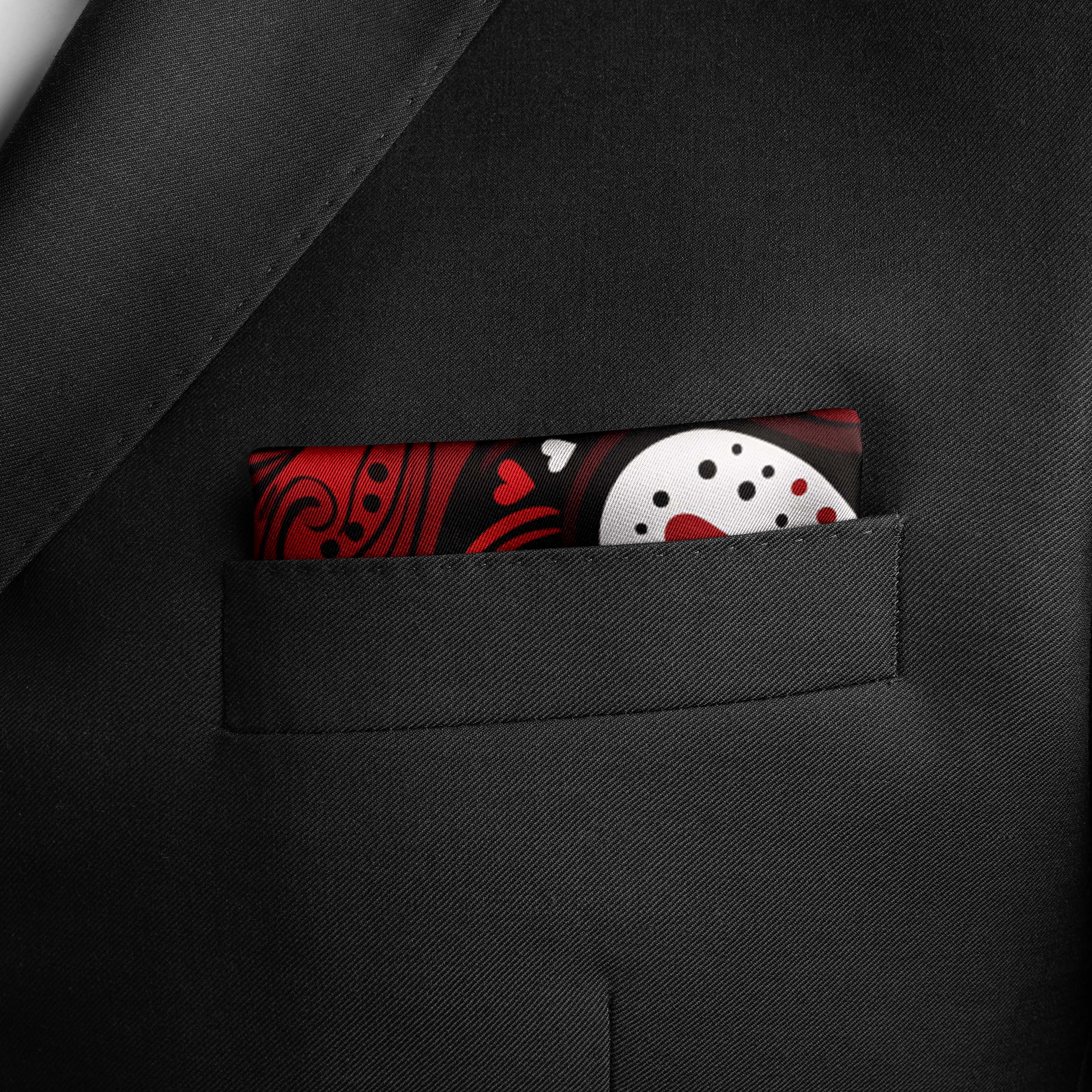 KISSES HUGS SILK POCKET SQUARE - VALENTINE DAY COLLECTION KISSES HUGS SILK POCKET SQUARE - VALENTINE DAY COLLECTION