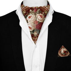 ROSARIUM SILK ASCOT AND POCKET SQUARE SET – PREMIUM COLLECTION