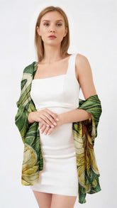 BOTANICAL EMBRACE SILK LONG LADIES SCARF