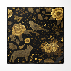 NOIR FAUNA SILK ASCOT AND POCKET SQUARE SET – PREMIUM COLLECTION