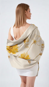 GOLDEN BLOOM SILK LONG LADIES SCARF