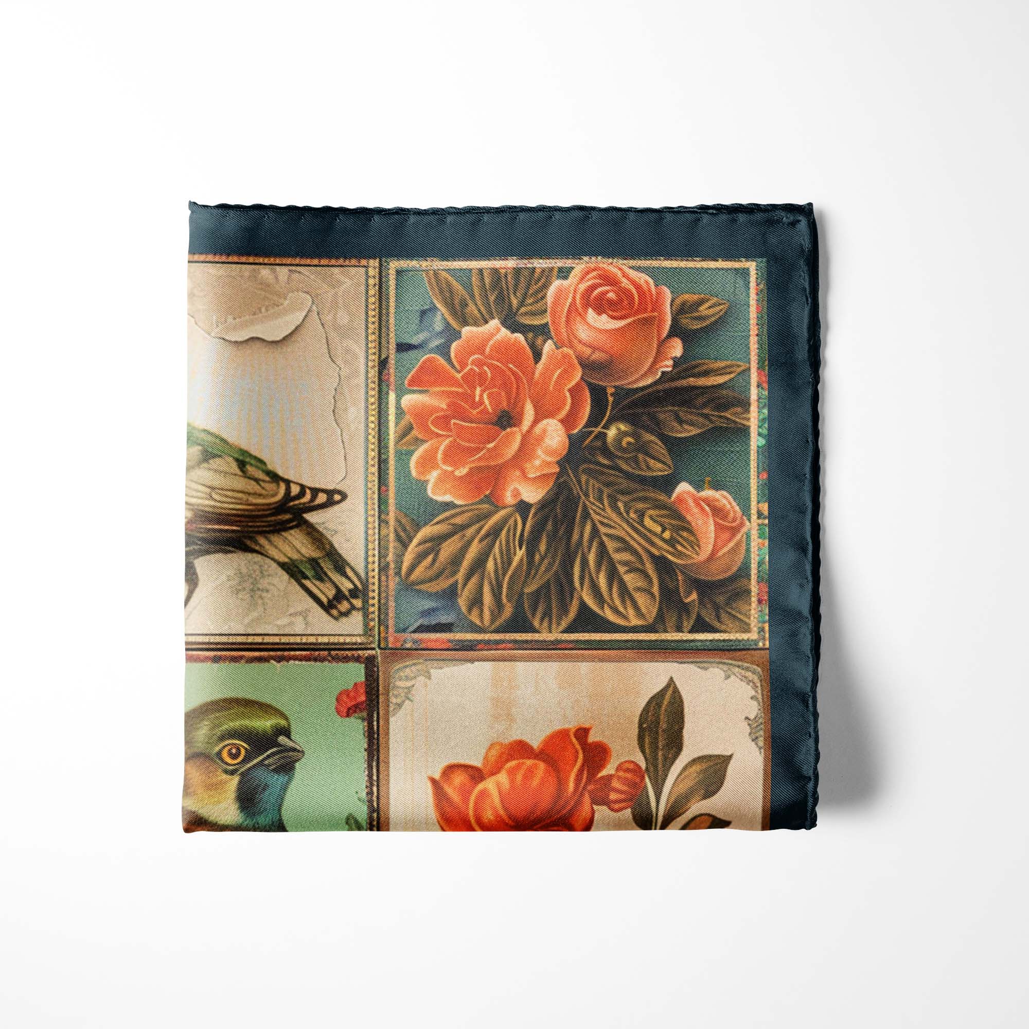 BIRD COLLAGE SILK POCKET SQUARE BIRD COLLAGE SILK POCKET SQUARE