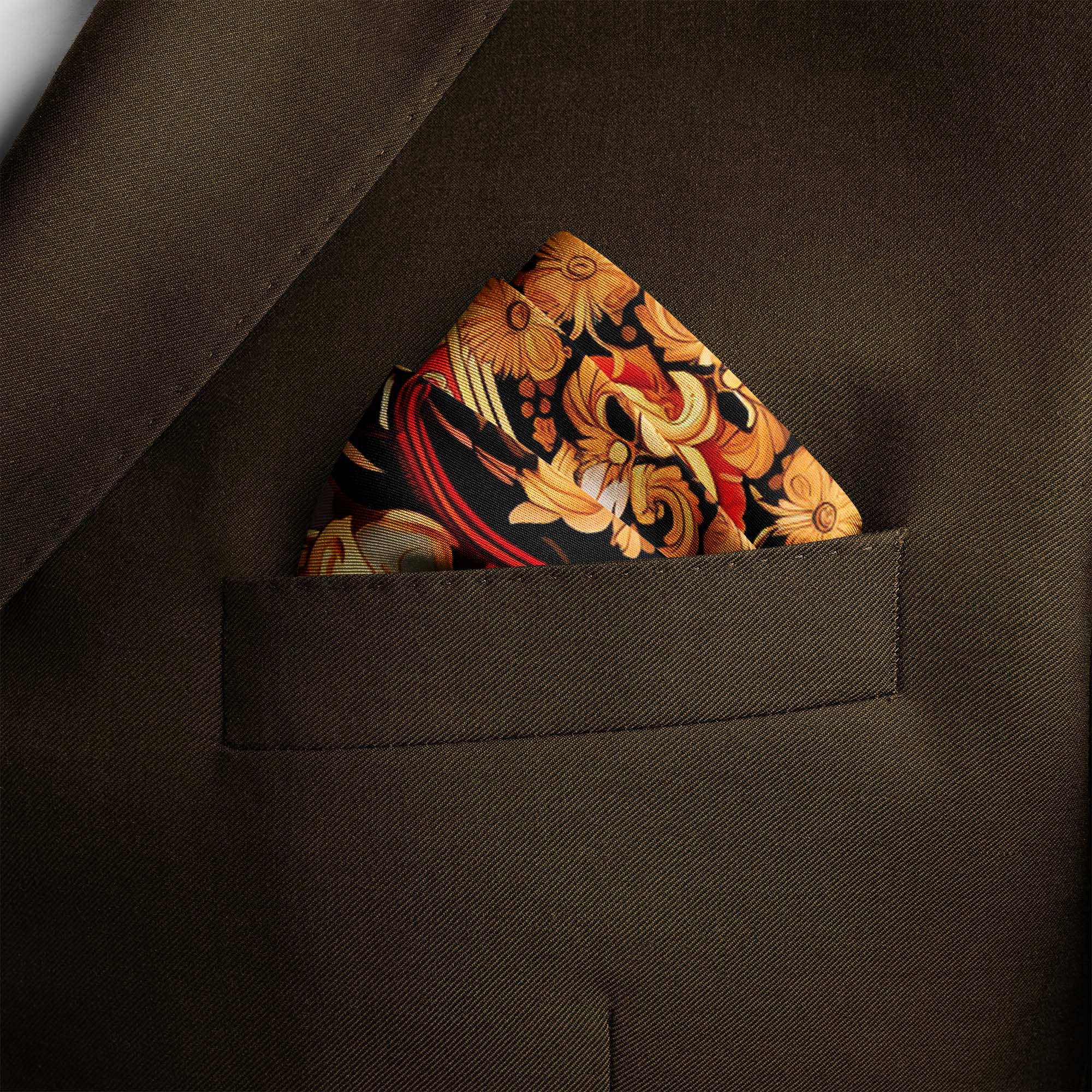 RED PERSIAN ART SILK POCKET SQUARES RED PERSIAN ART SILK POCKET SQUARES