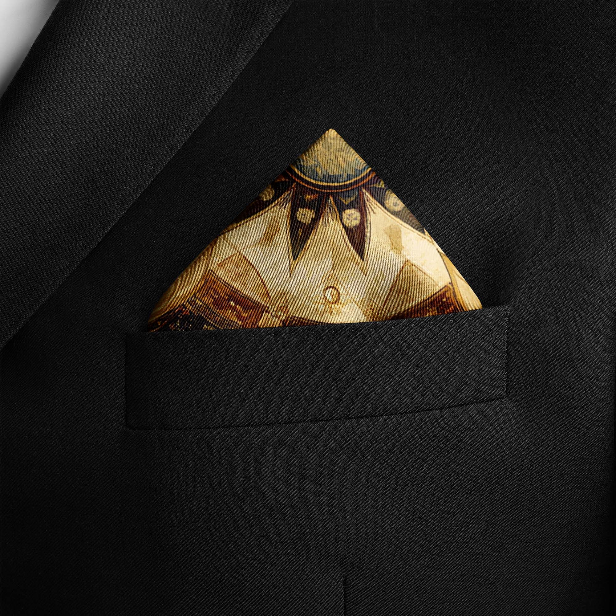 MEDIEVAL TAPESTRY SILK POCKET SQUARE MEDIEVAL TAPESTRY SILK POCKET SQUARE