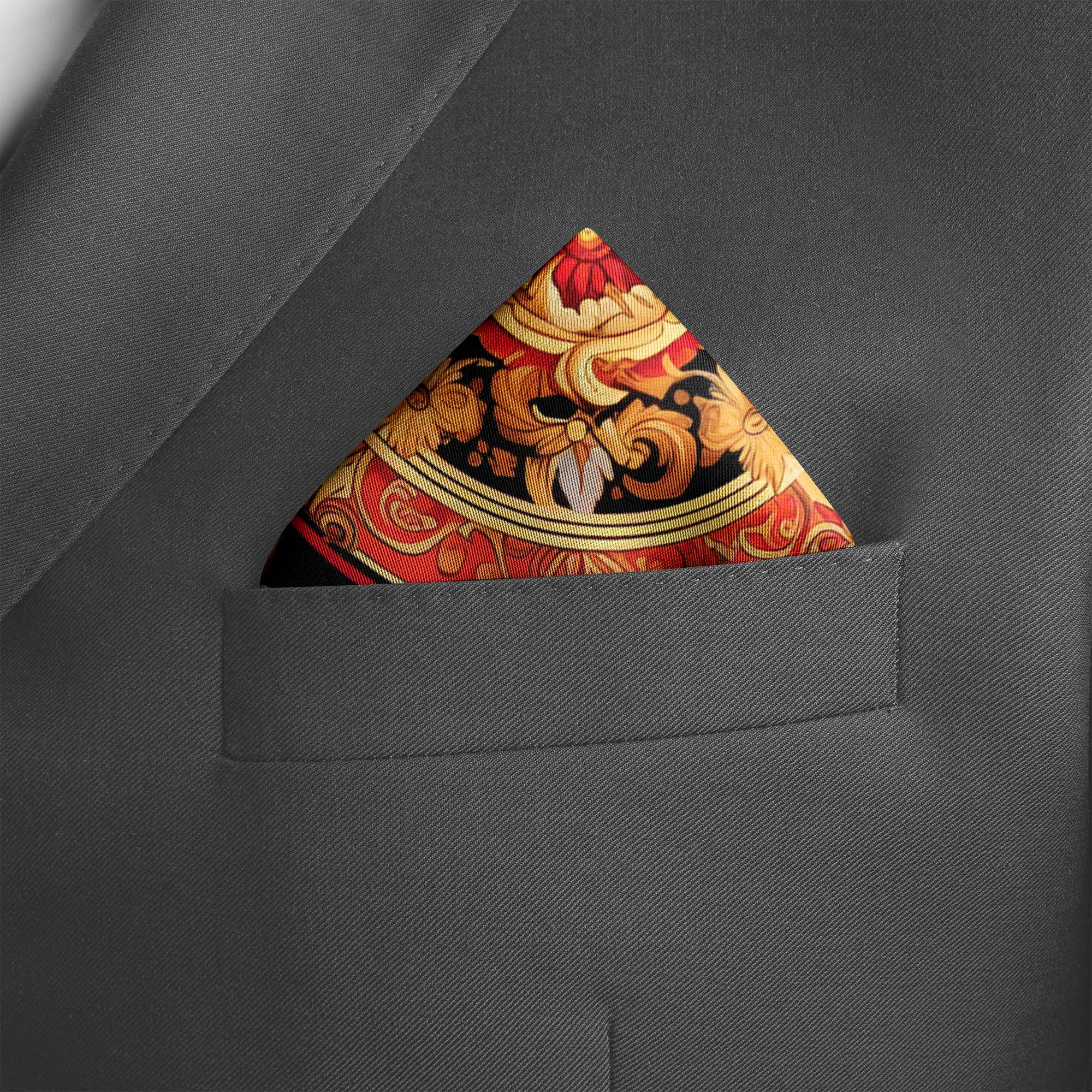 RED PERSIAN ART SILK POCKET SQUARES RED PERSIAN ART SILK POCKET SQUARES