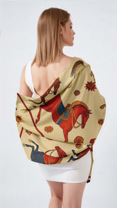 EQUESTRIAN PARADE SILK LONG LADIES SCARF