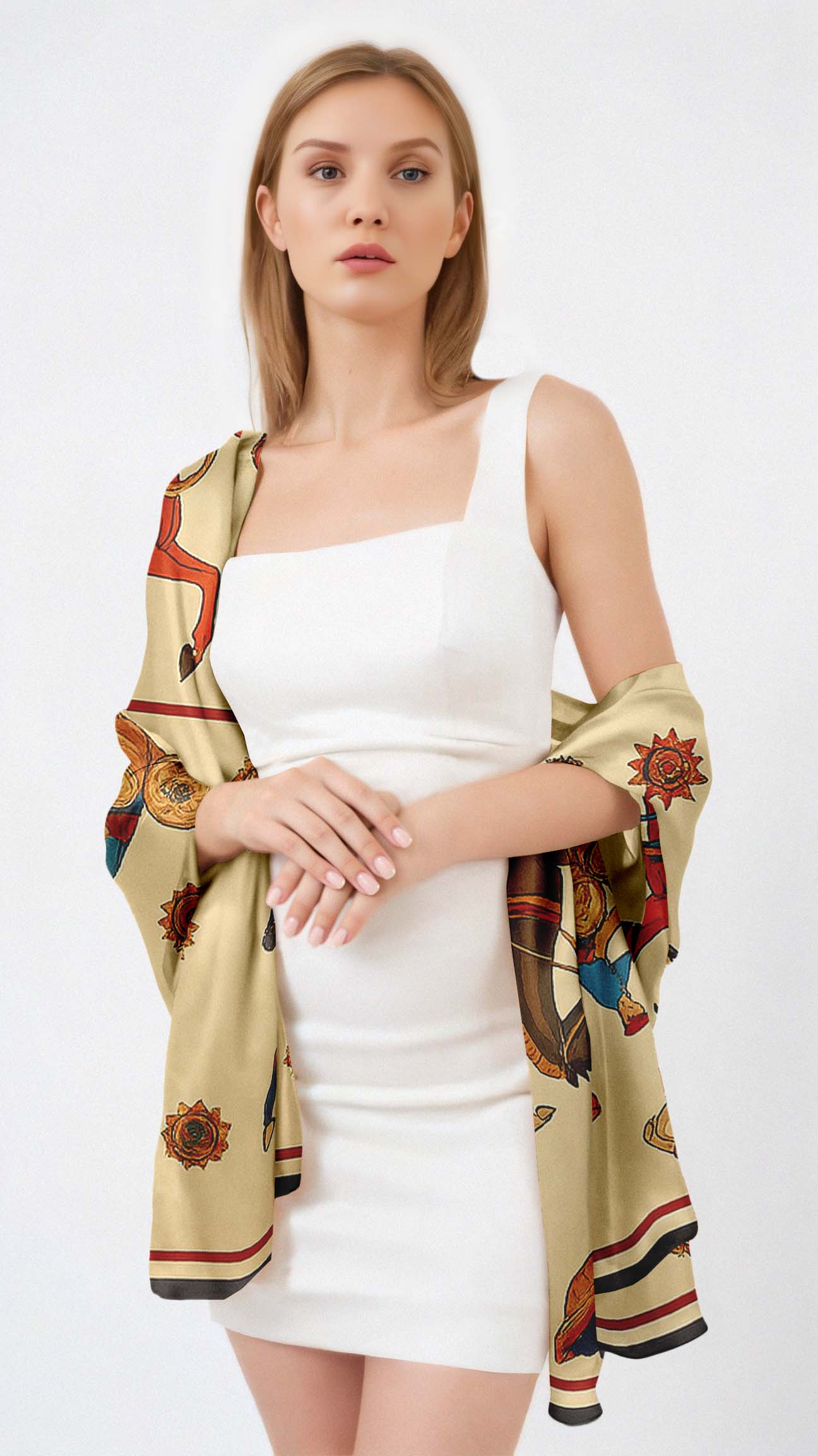 EQUESTRIAN PARADE SILK LONG LADIES SCARF EQUESTRIAN PARADE SILK LONG LADIES SCARF
