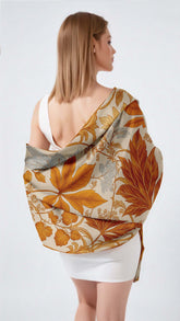 GOLDEN FOLIAGE SILK LONG LADIES SCARF