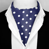 BLUE SMALL POLKA DOTS SILK ASCOT – PREMIUM COLLECTION