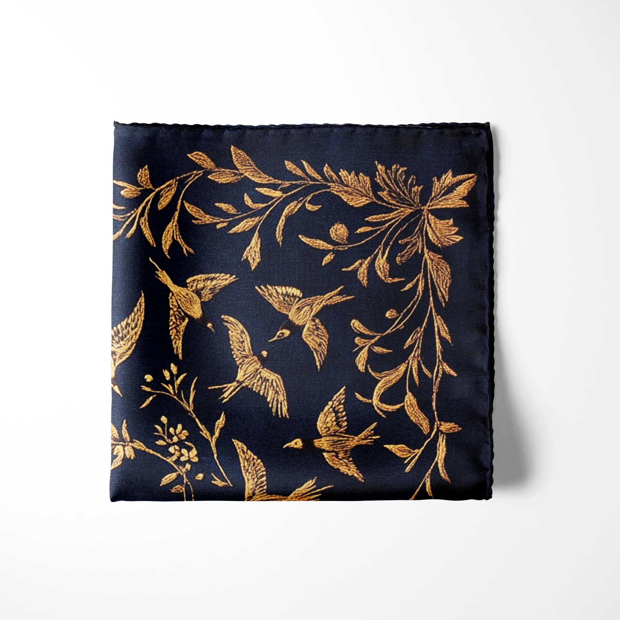 BEAUTIFUL FLYING BIRD SILK POCKET SQUARE BEAUTIFUL FLYING BIRD SILK POCKET SQUARE
