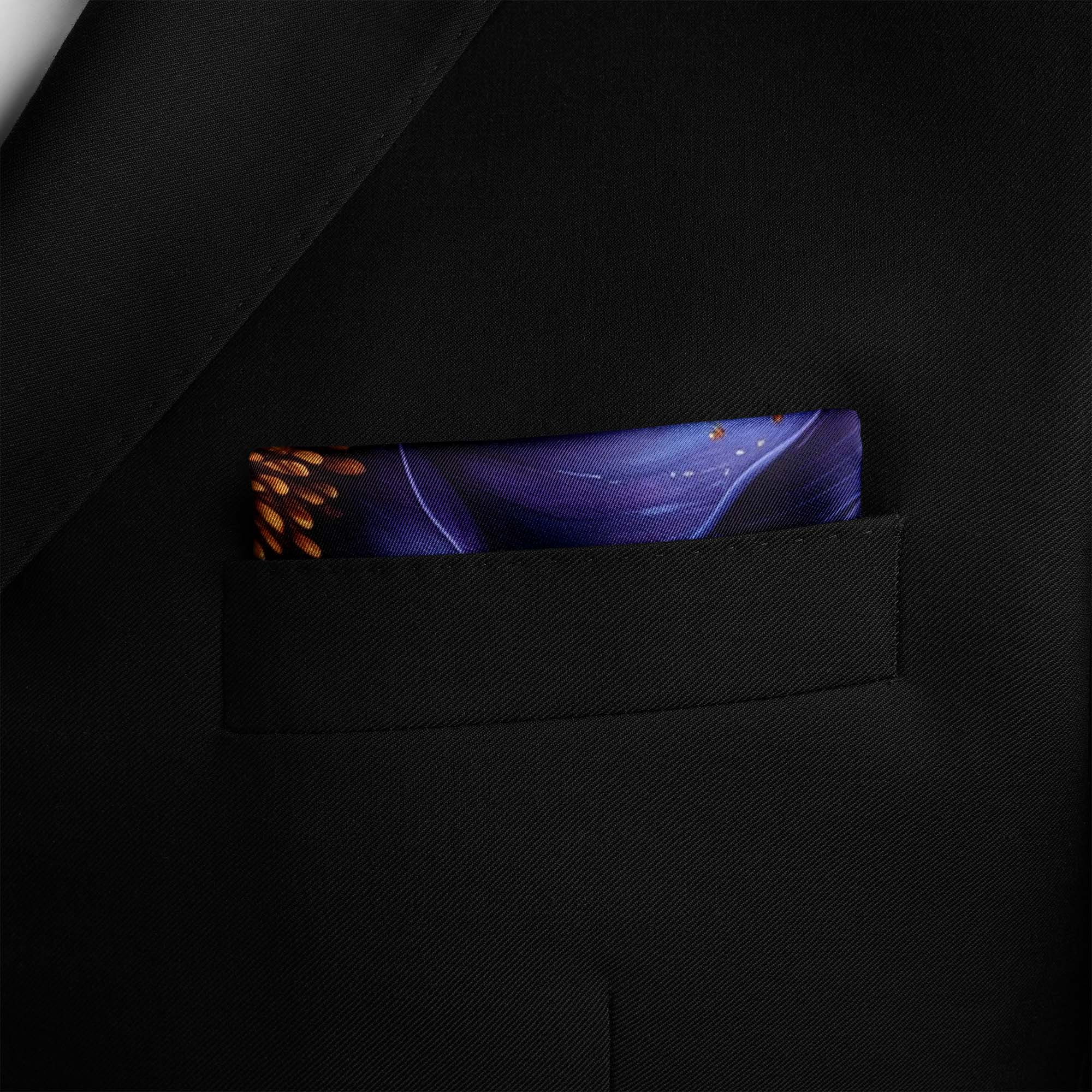 BLUE EXOTIC SILK POCKET SQUARE BLUE EXOTIC SILK POCKET SQUARE