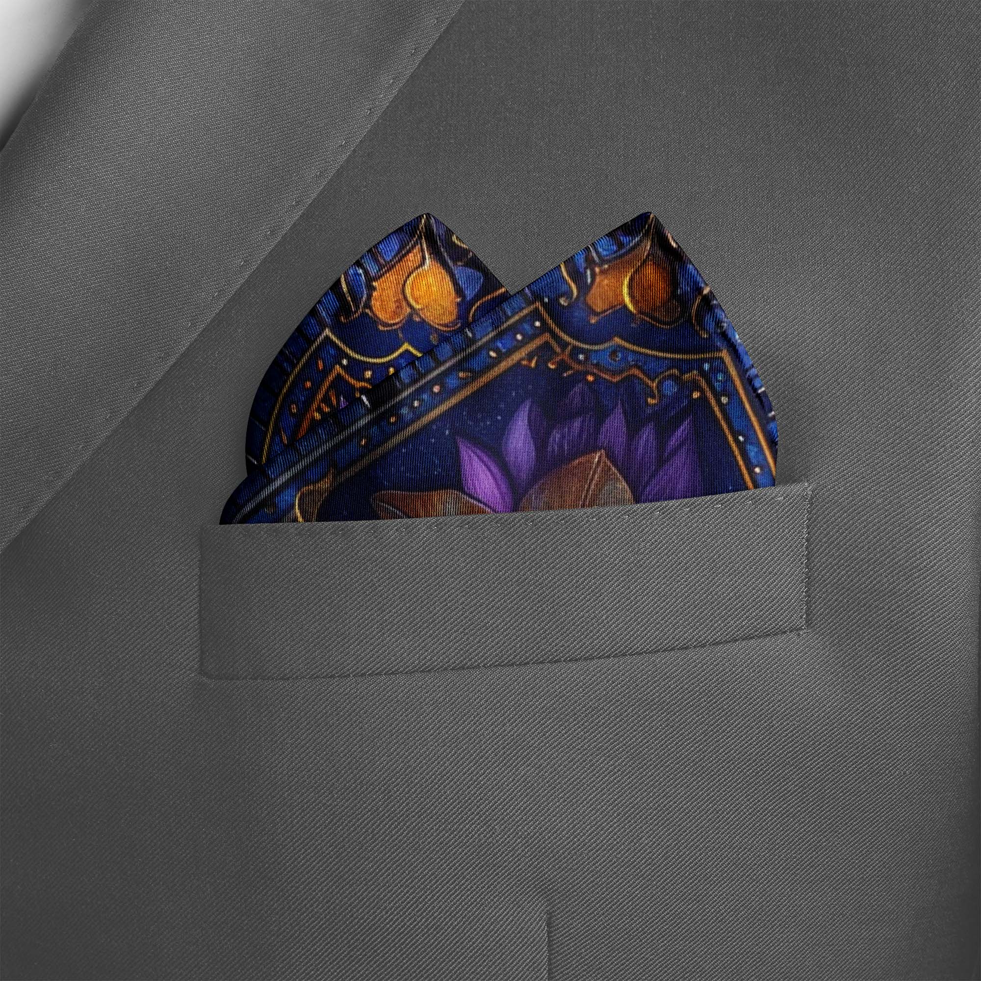 BLUE EXOTIC SILK POCKET SQUARE BLUE EXOTIC SILK POCKET SQUARE