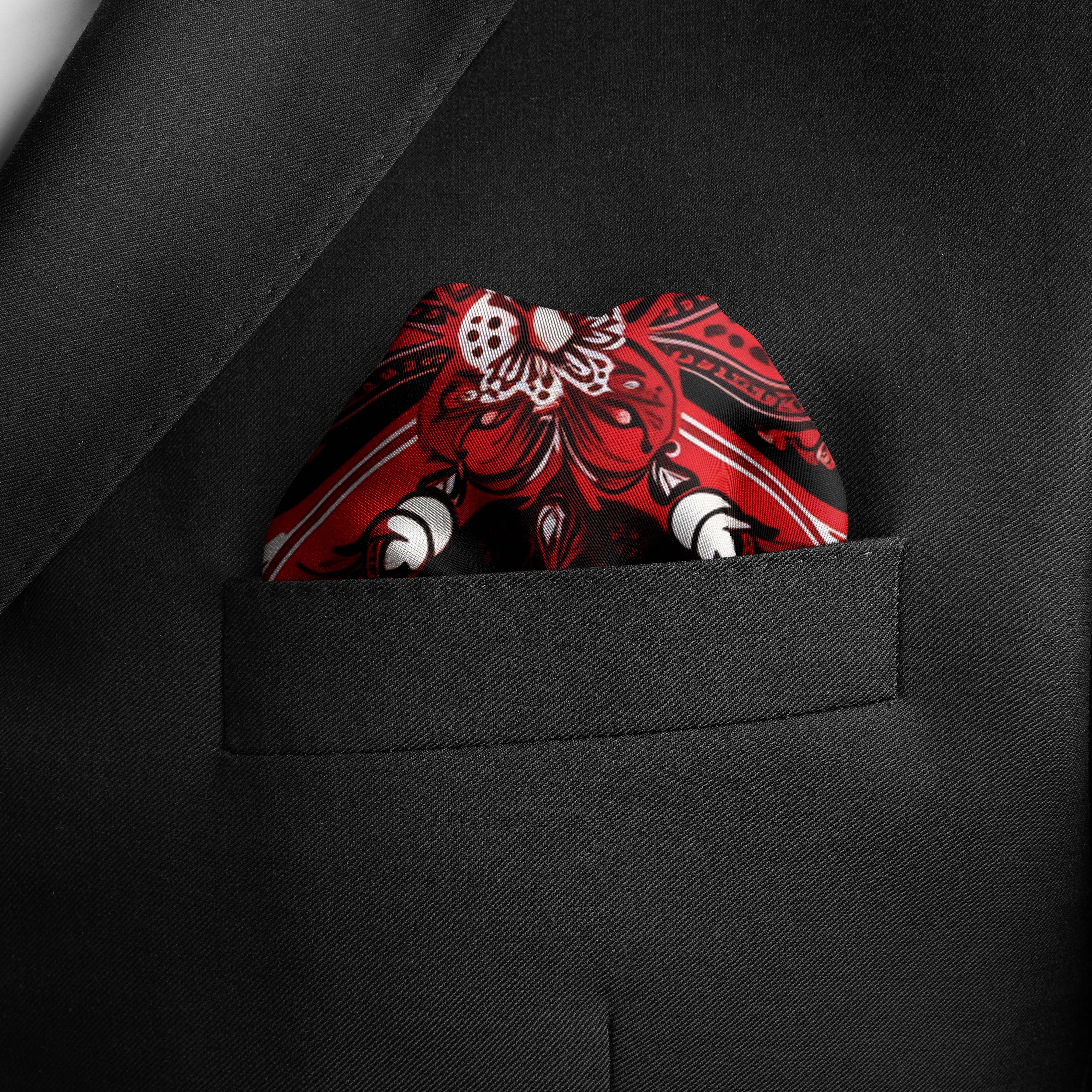 RED PAISLEY ORNAMENT SILK POCKET SQUARE - VALENTINE DAY COLLECTION RED PAISLEY ORNAMENT SILK POCKET SQUARE - VALENTINE DAY COLLECTION