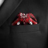 RED PAISLEY ORNAMENT SILK POCKET SQUARE - VALENTINE DAY COLLECTION