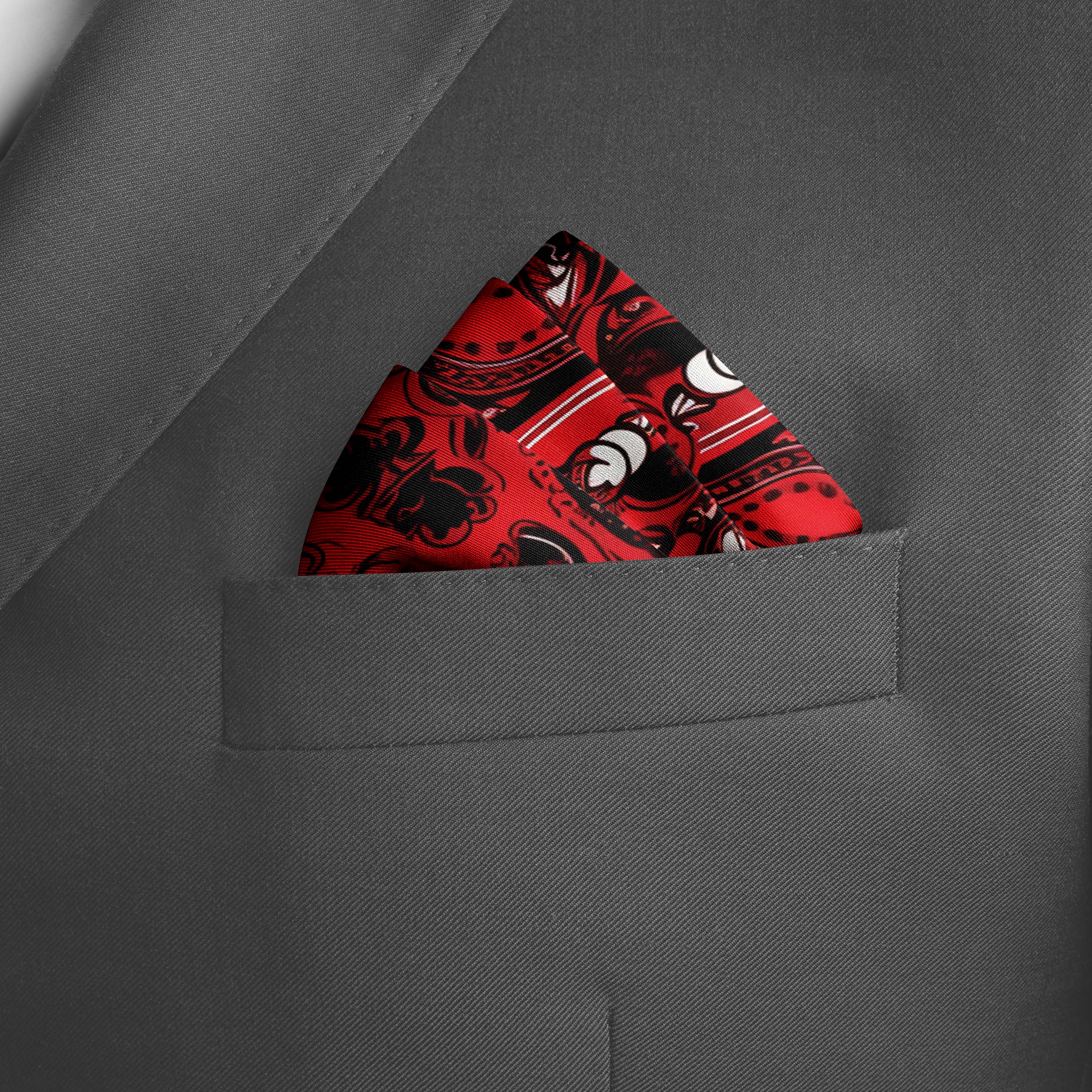 RED PAISLEY ORNAMENT SILK POCKET SQUARE - VALENTINE DAY COLLECTION RED PAISLEY ORNAMENT SILK POCKET SQUARE - VALENTINE DAY COLLECTION