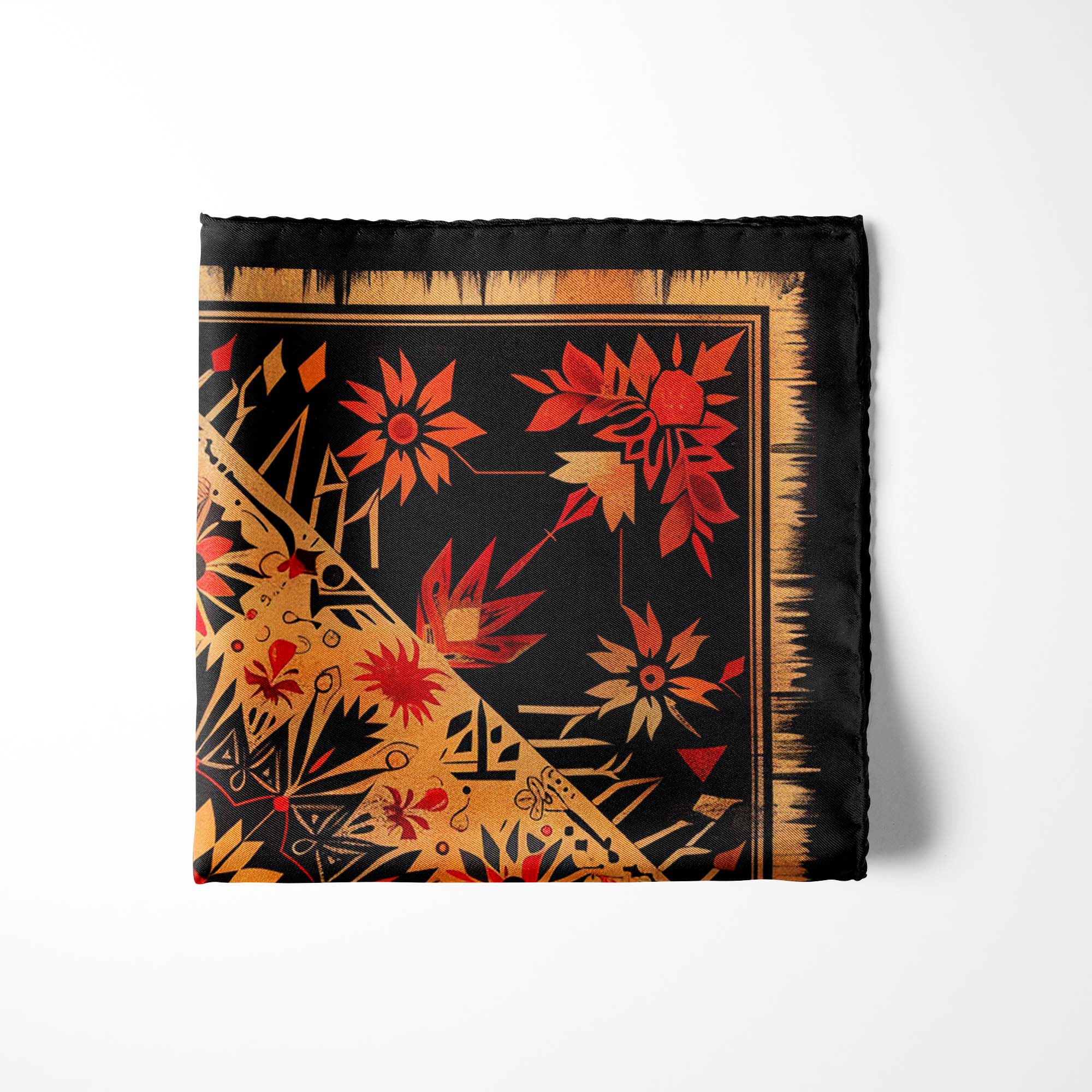 FLORAL ETHNIC ORIENTAL SILK POCKET SQUARE FLORAL ETHNIC ORIENTAL SILK POCKET SQUARE