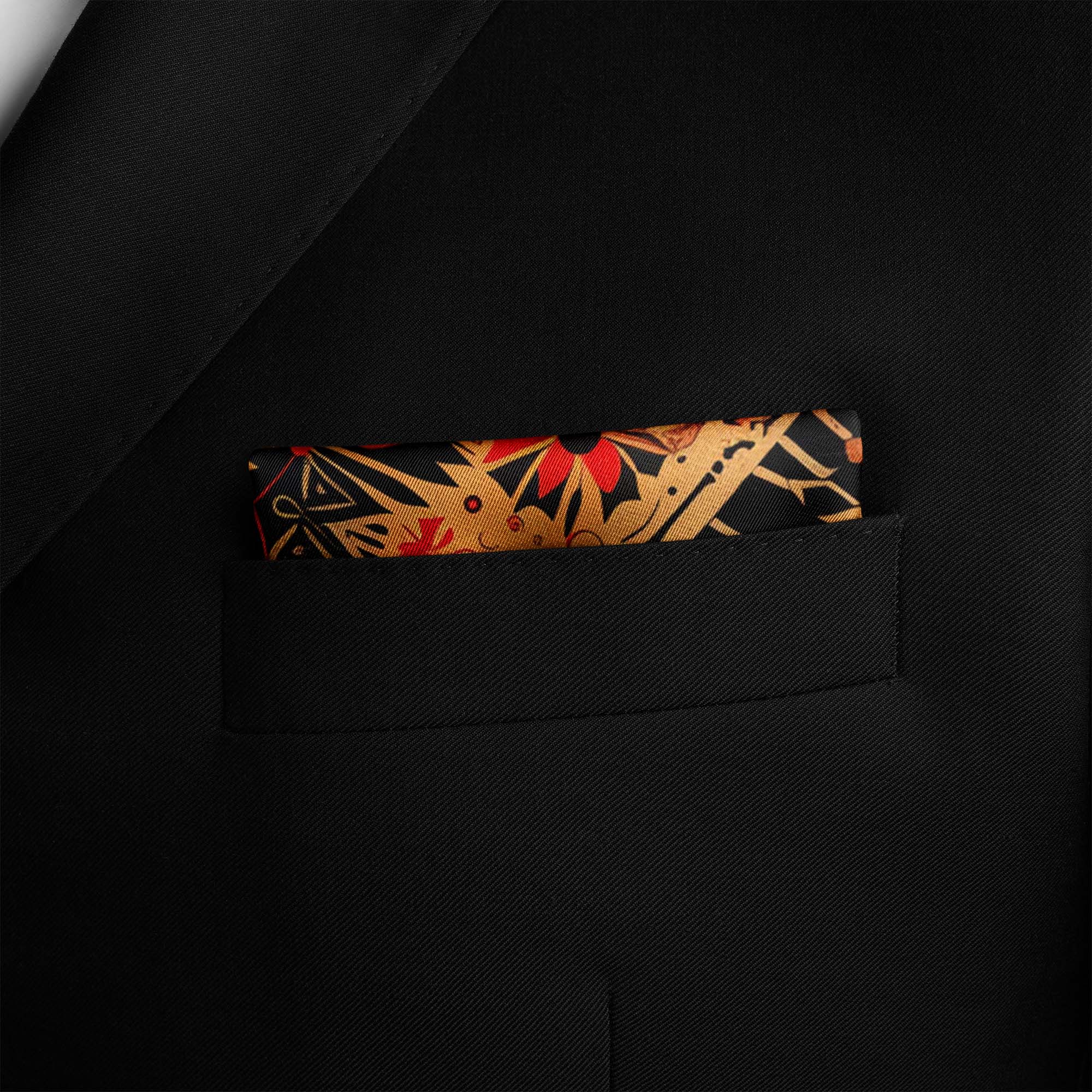 FLORAL ETHNIC ORIENTAL SILK POCKET SQUARE FLORAL ETHNIC ORIENTAL SILK POCKET SQUARE