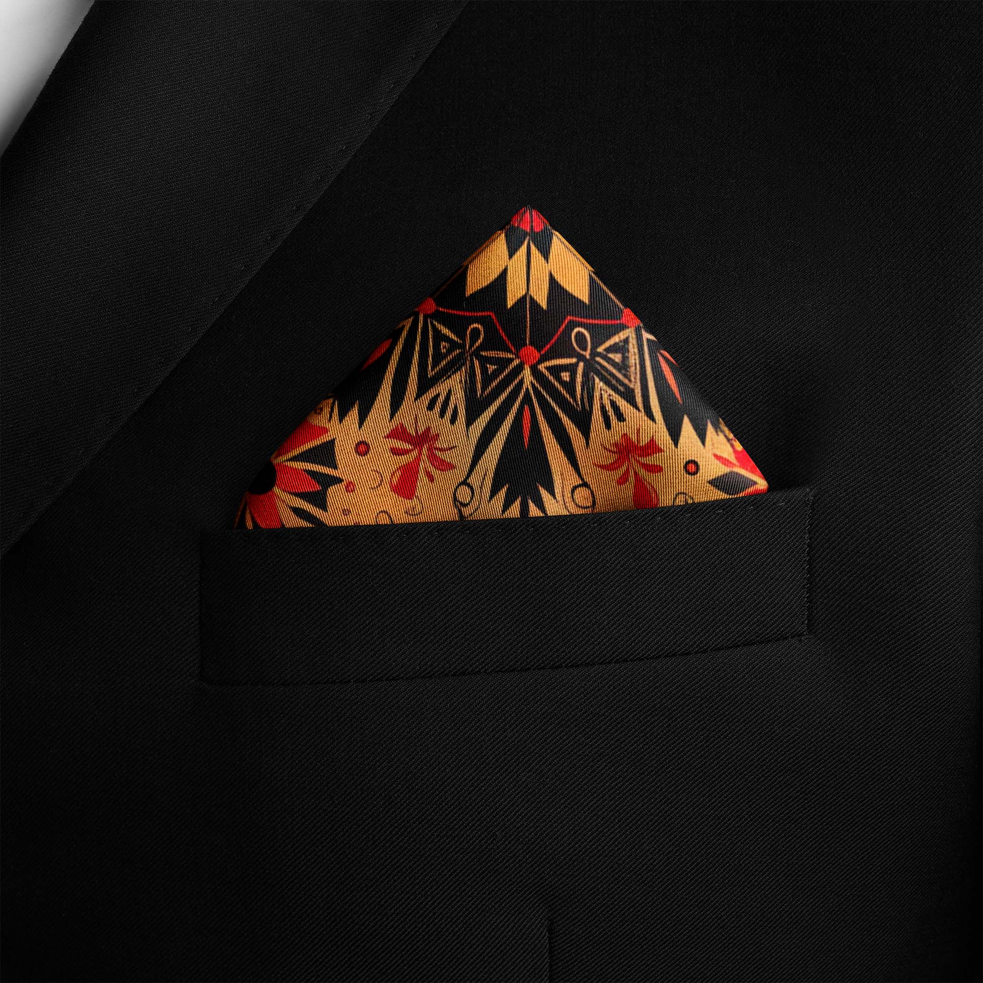 FLORAL ETHNIC ORIENTAL SILK POCKET SQUARE FLORAL ETHNIC ORIENTAL SILK POCKET SQUARE