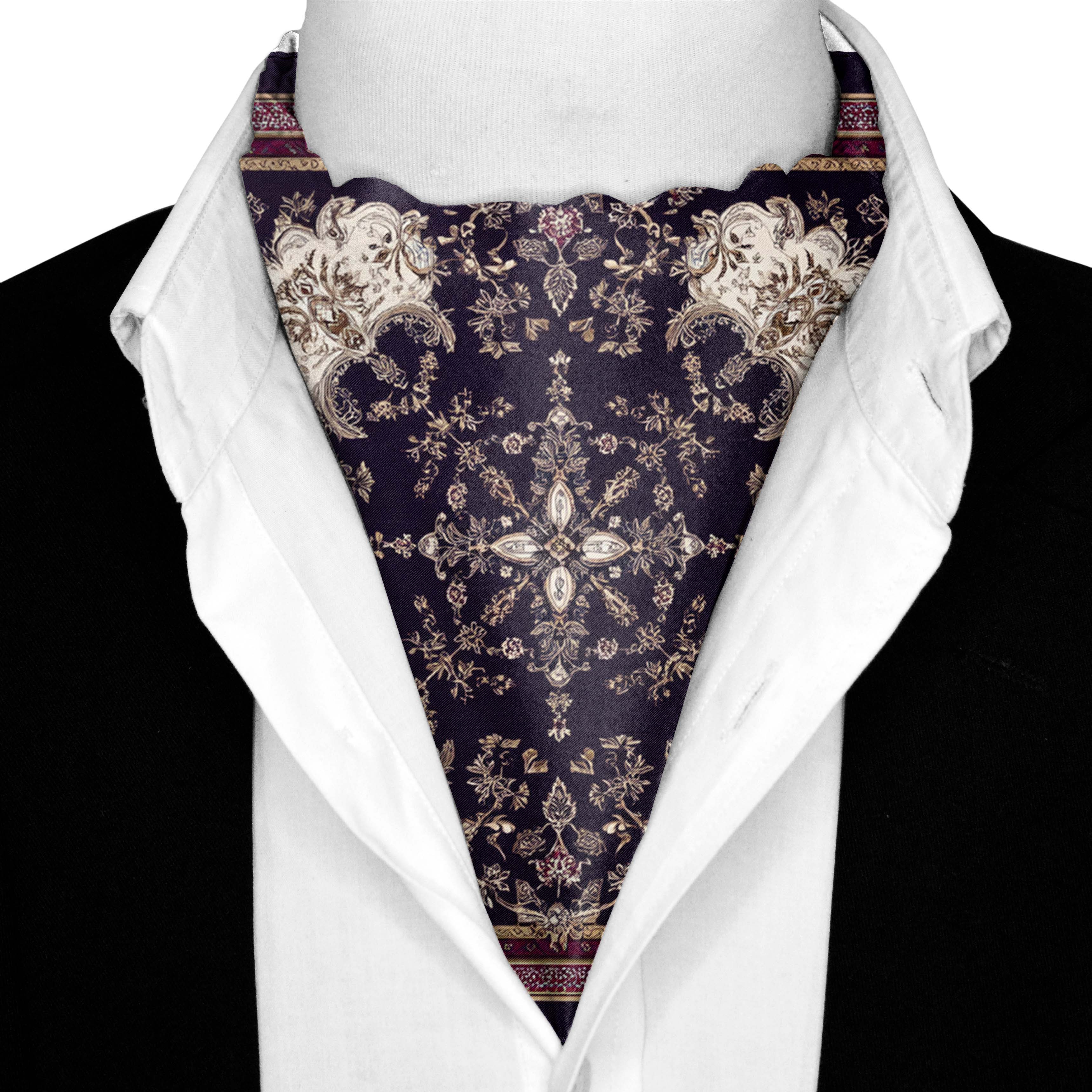 NOCTURNE SILK ASCOT AND POCKET SQUARE SET – PREMIUM COLLECTION NOCTURNE SILK ASCOT AND POCKET SQUARE SET – PREMIUM COLLECTION