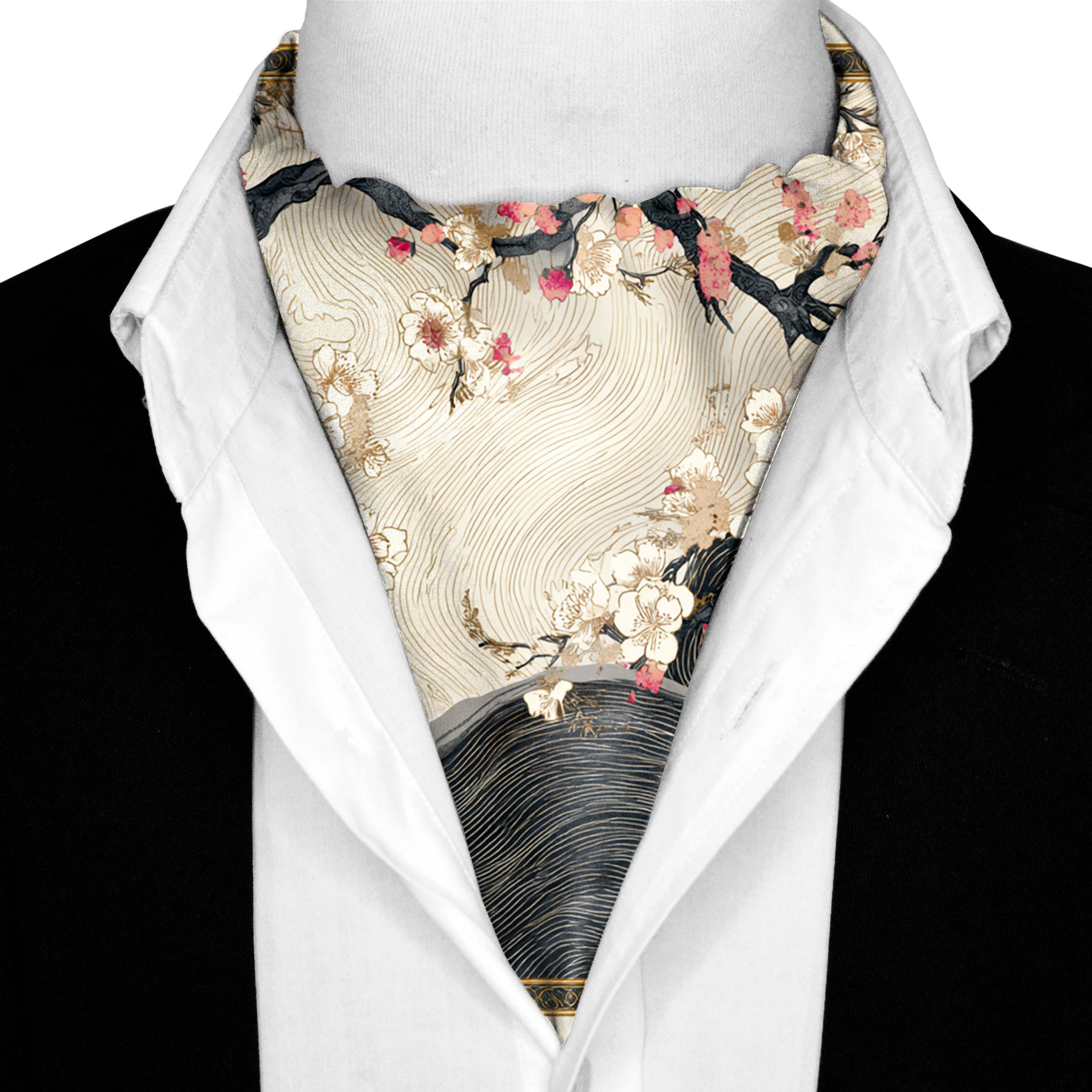 HANAMI SILK ASCOT AND POCKET SQUARE SET – PREMIUM COLLECTION HANAMI SILK ASCOT AND POCKET SQUARE SET – PREMIUM COLLECTION